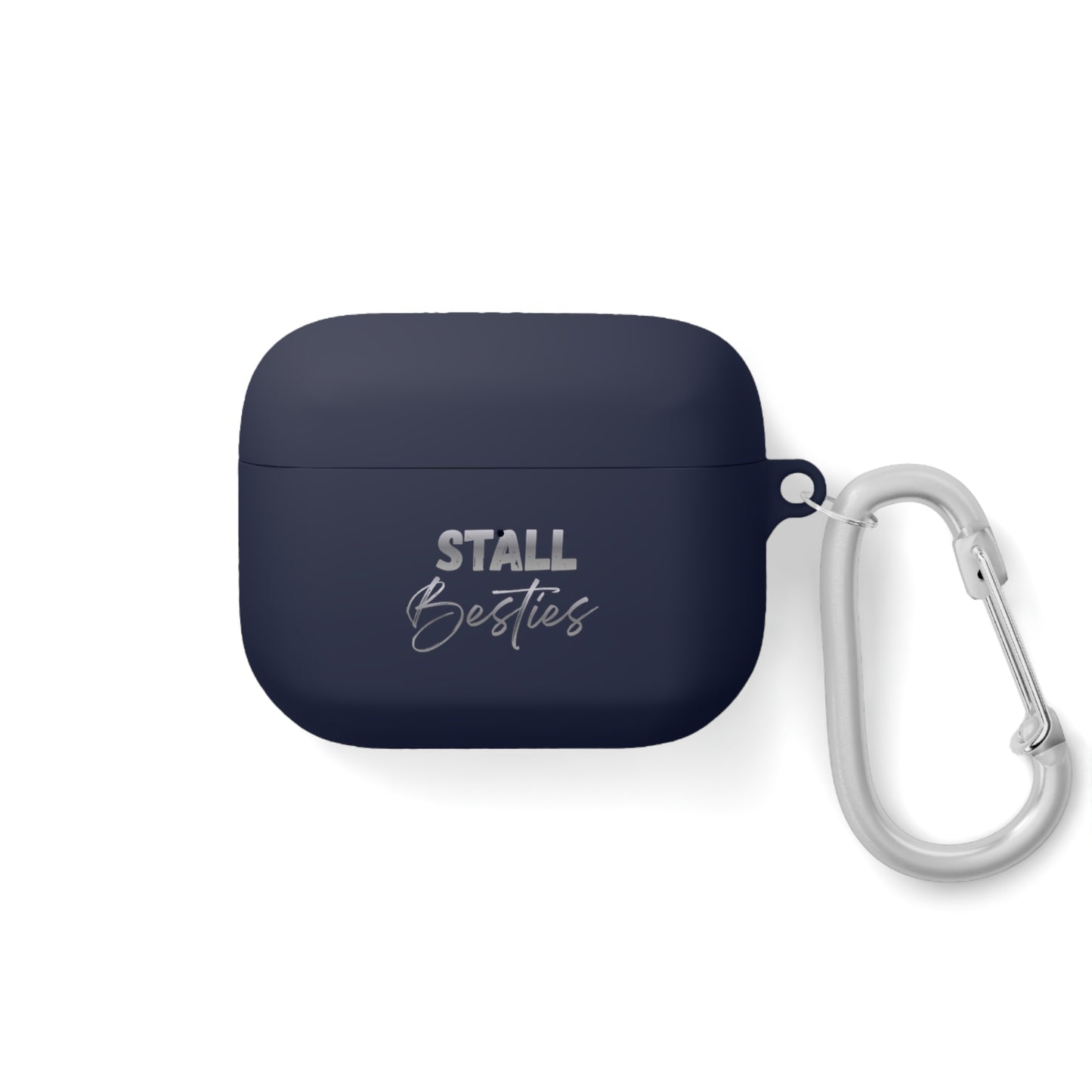 Minimal Personalized AirPods Case Cover — Custom Name Script with Carabiner