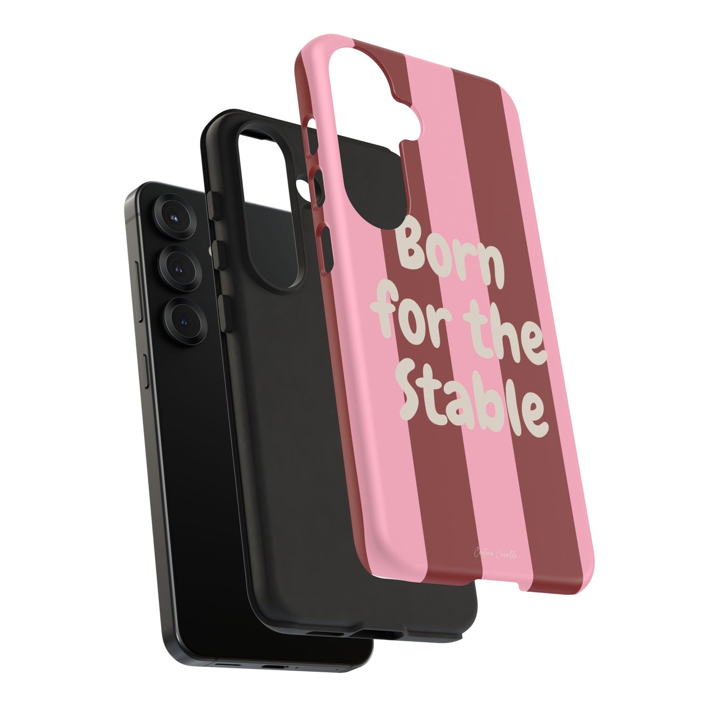 Phone Case — "Born for the Stable" Pink Striped Protective Tough Case