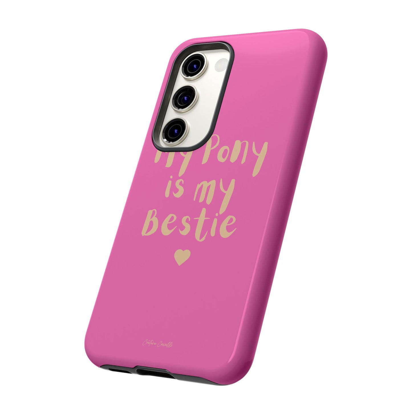 Pink 'My Pony Is My Bestie' Tough Phone Case I Handyhülle I Personalisiert mit Ponynamen