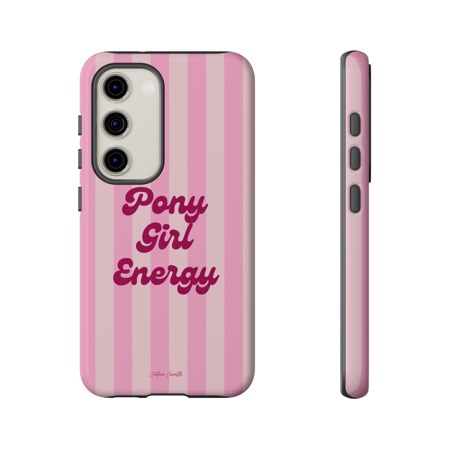 Pony Girl Energy Tough Phone Case — Pink Striped Protective Cover