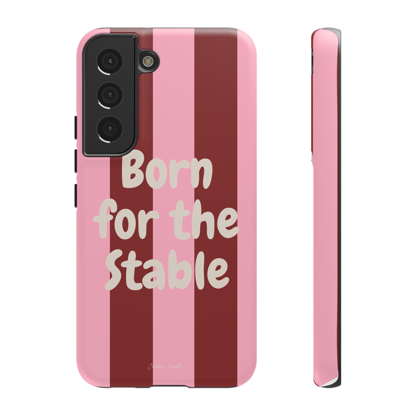 Phone Case — "Born for the Stable" Pink Striped Protective Tough Case