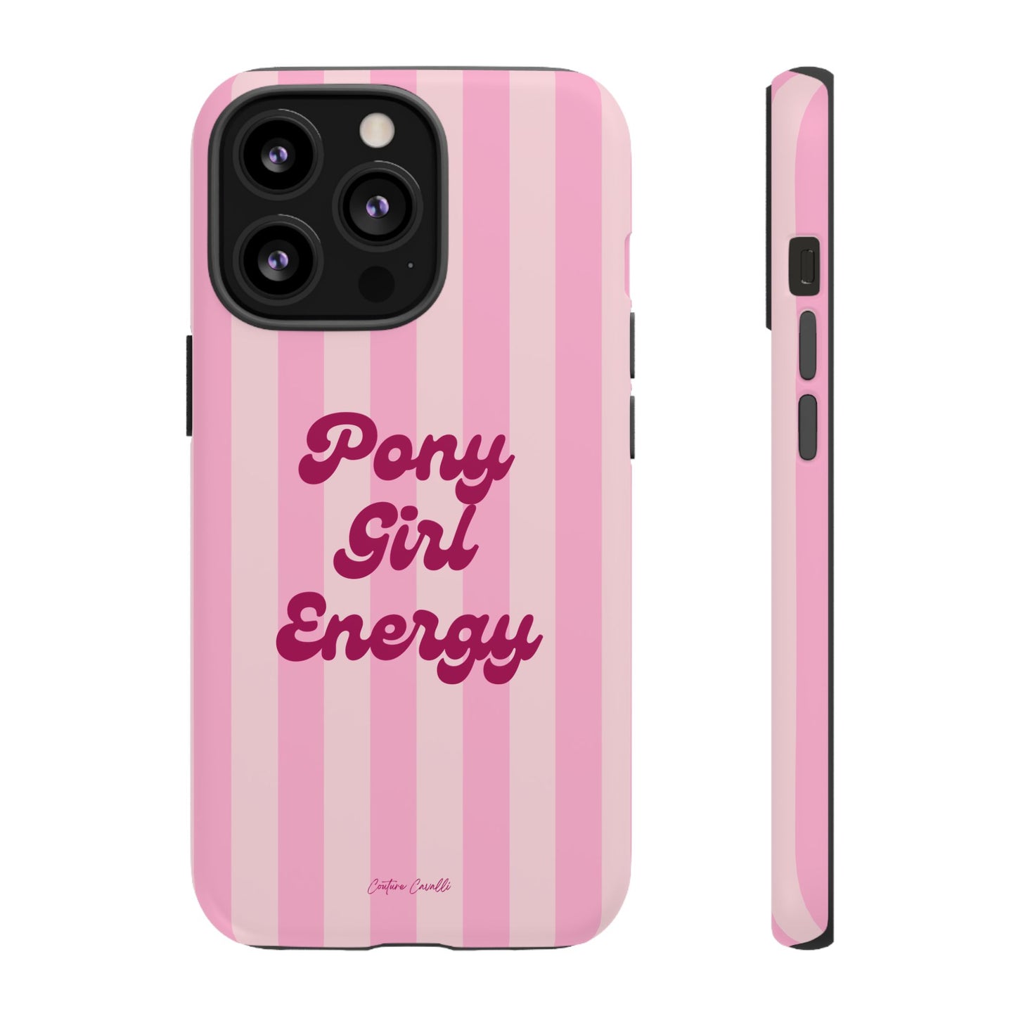Pony Girl Energy Tough Phone Case — Pink Striped Protective Cover