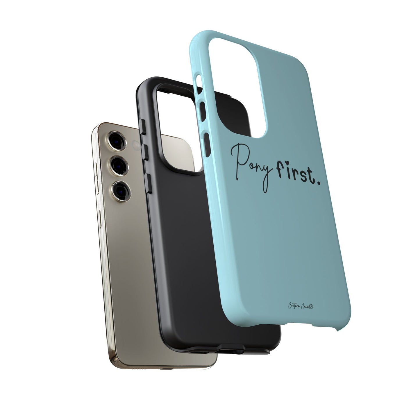 Pony First Phone Case - Protective Tough iPhone Cover with Minimalist Equestrian Script