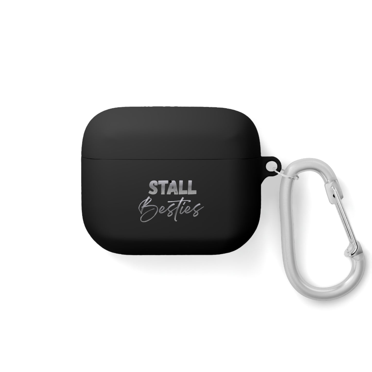 Minimal Personalized AirPods Case Cover — Custom Name Script with Carabiner