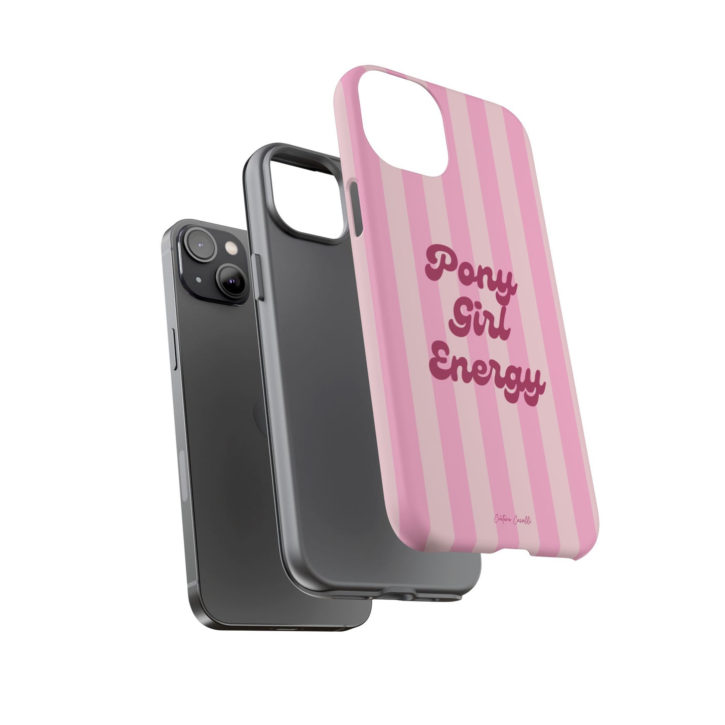 Pony Girl Energy Tough Phone Case — Pink Striped Protective Cover