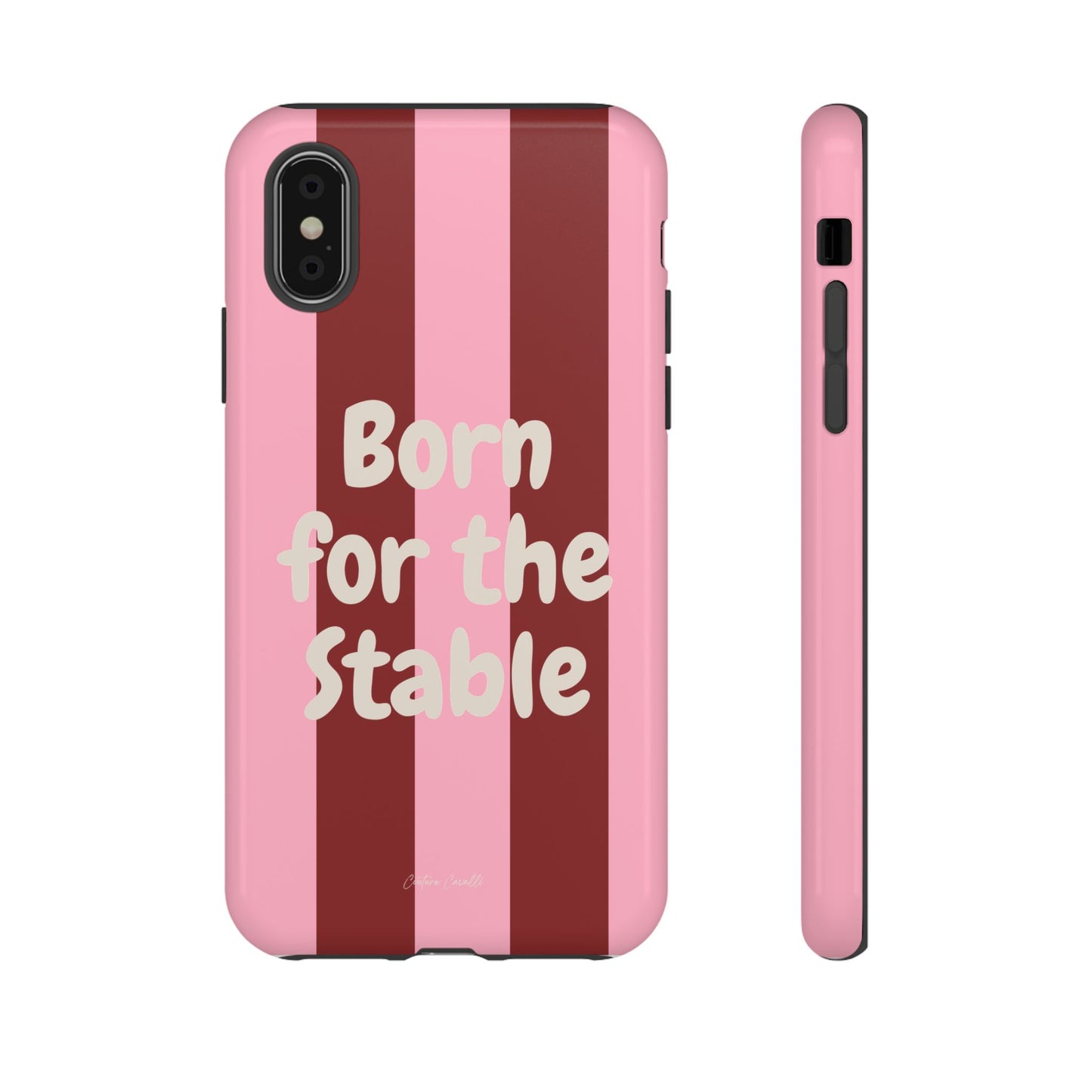 Phone Case — "Born for the Stable" Pink Striped Protective Tough Case