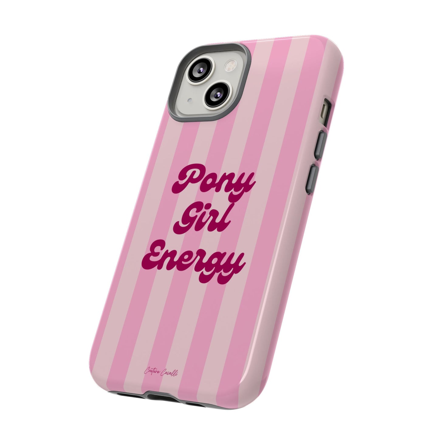 Pony Girl Energy Tough Phone Case — Pink Striped Protective Cover