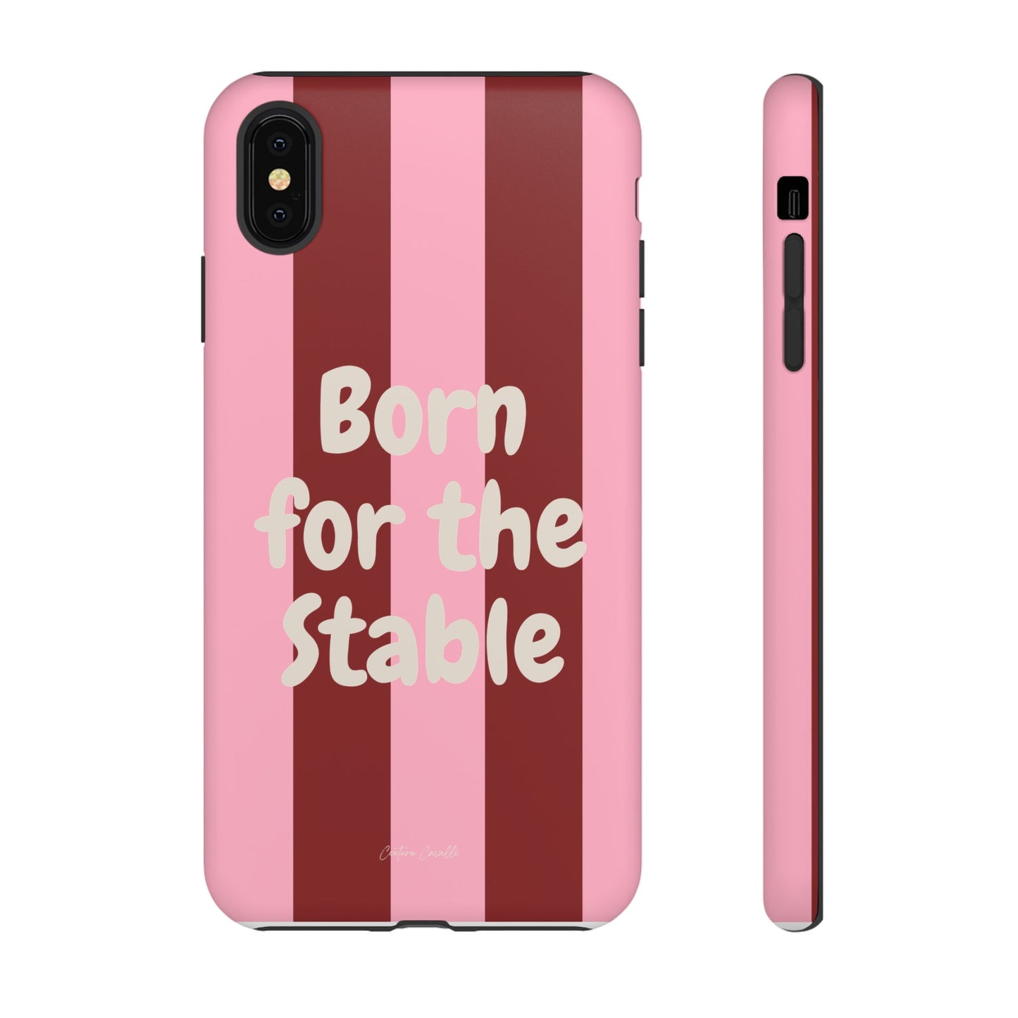Phone Case — "Born for the Stable" Pink Striped Protective Tough Case