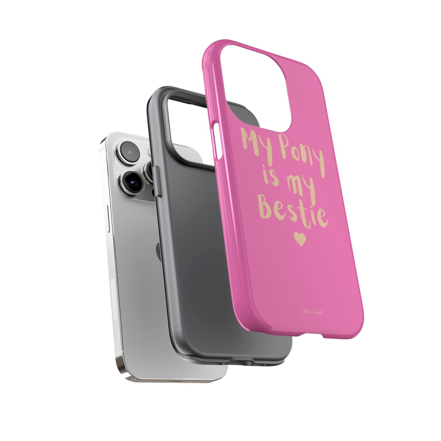 Pink 'My Pony Is My Bestie' Tough Phone Case I Handyhülle I Personalisiert mit Ponynamen