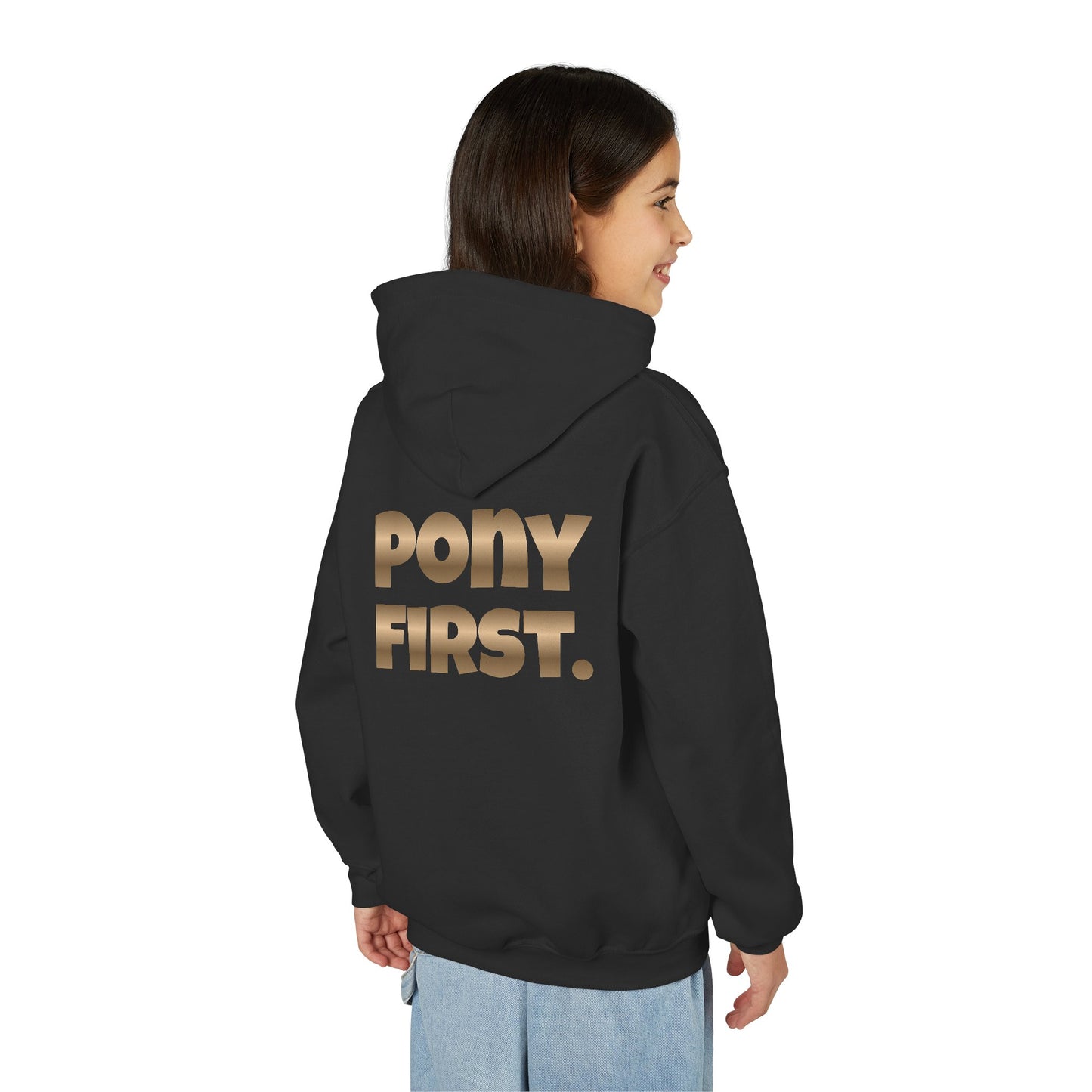 Personalisiert: Pony First Kinder-Hoodie – Mit eigenem Namen oder Ponynamen