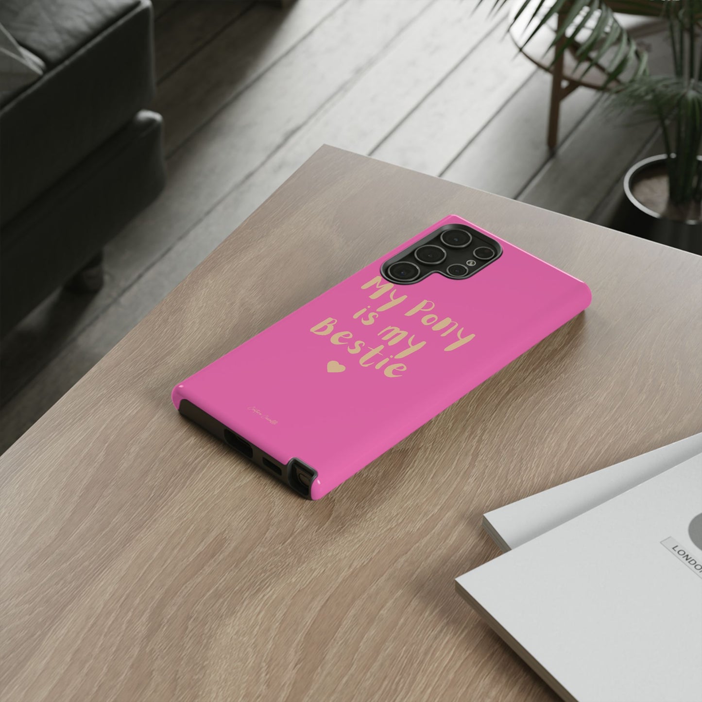 Pink 'My Pony Is My Bestie' Tough Phone Case I Handyhülle I Personalisiert mit Ponynamen