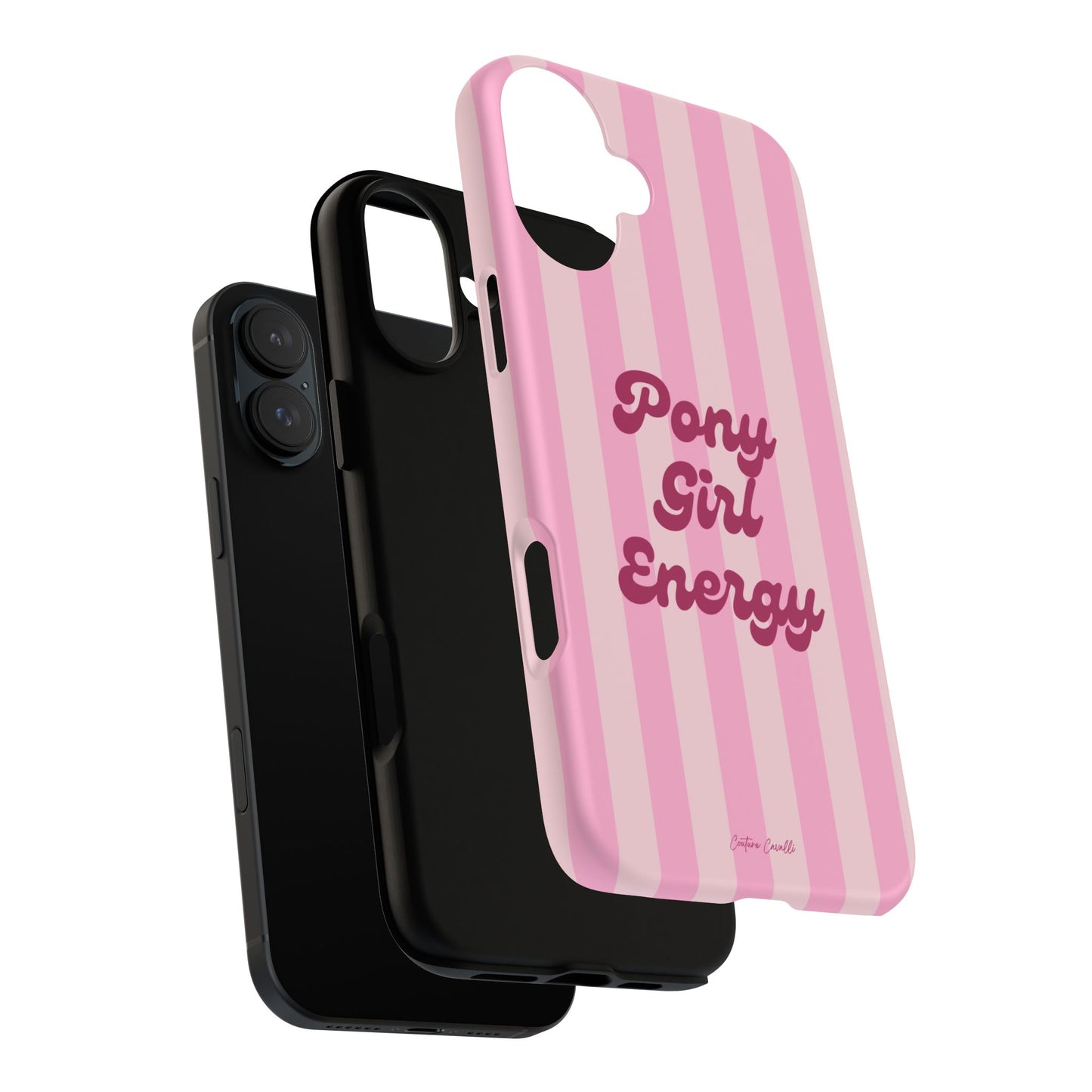 Pony Girl Energy Tough Phone Case — Pink Striped Protective Cover