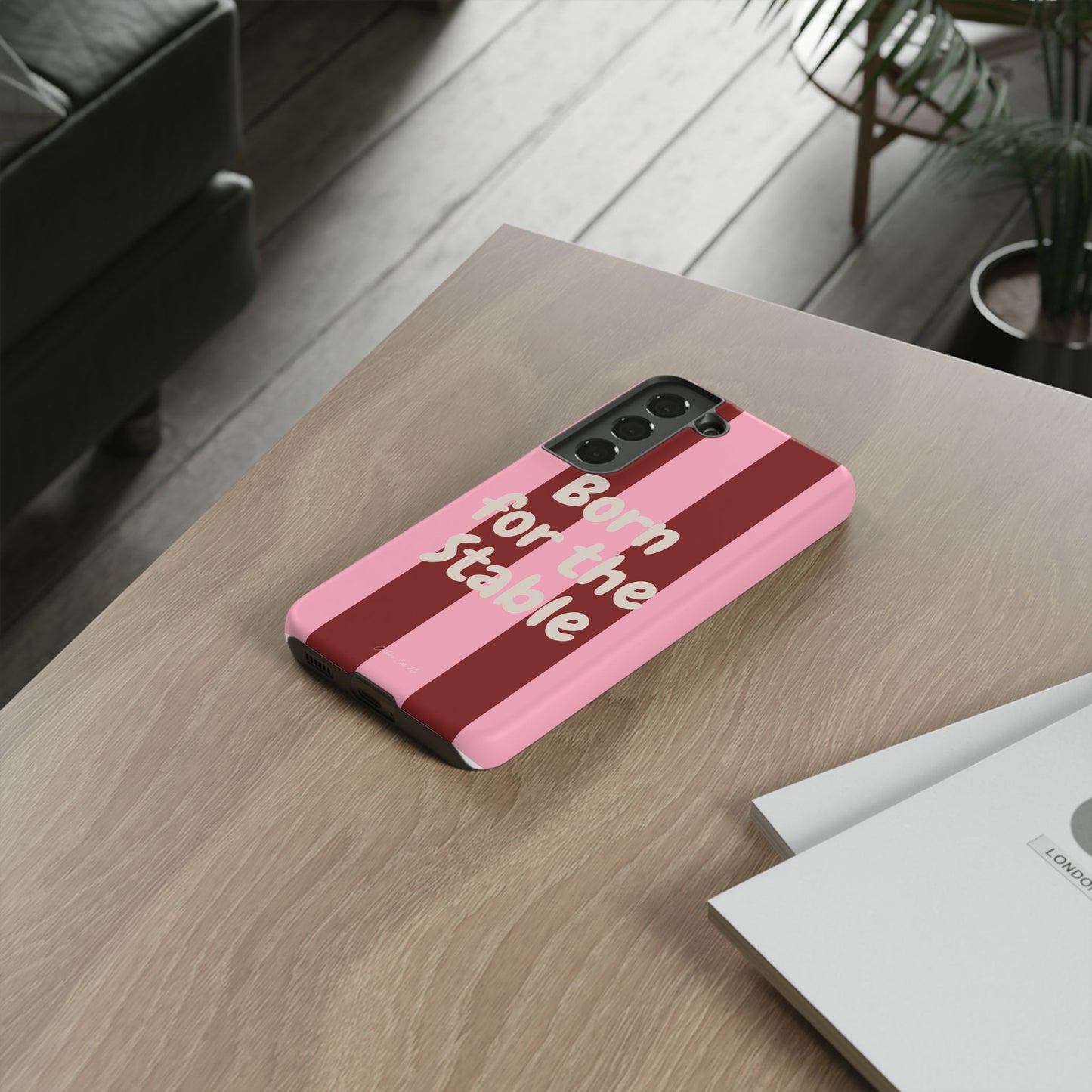 Phone Case — "Born for the Stable" Pink Striped Protective Tough Case
