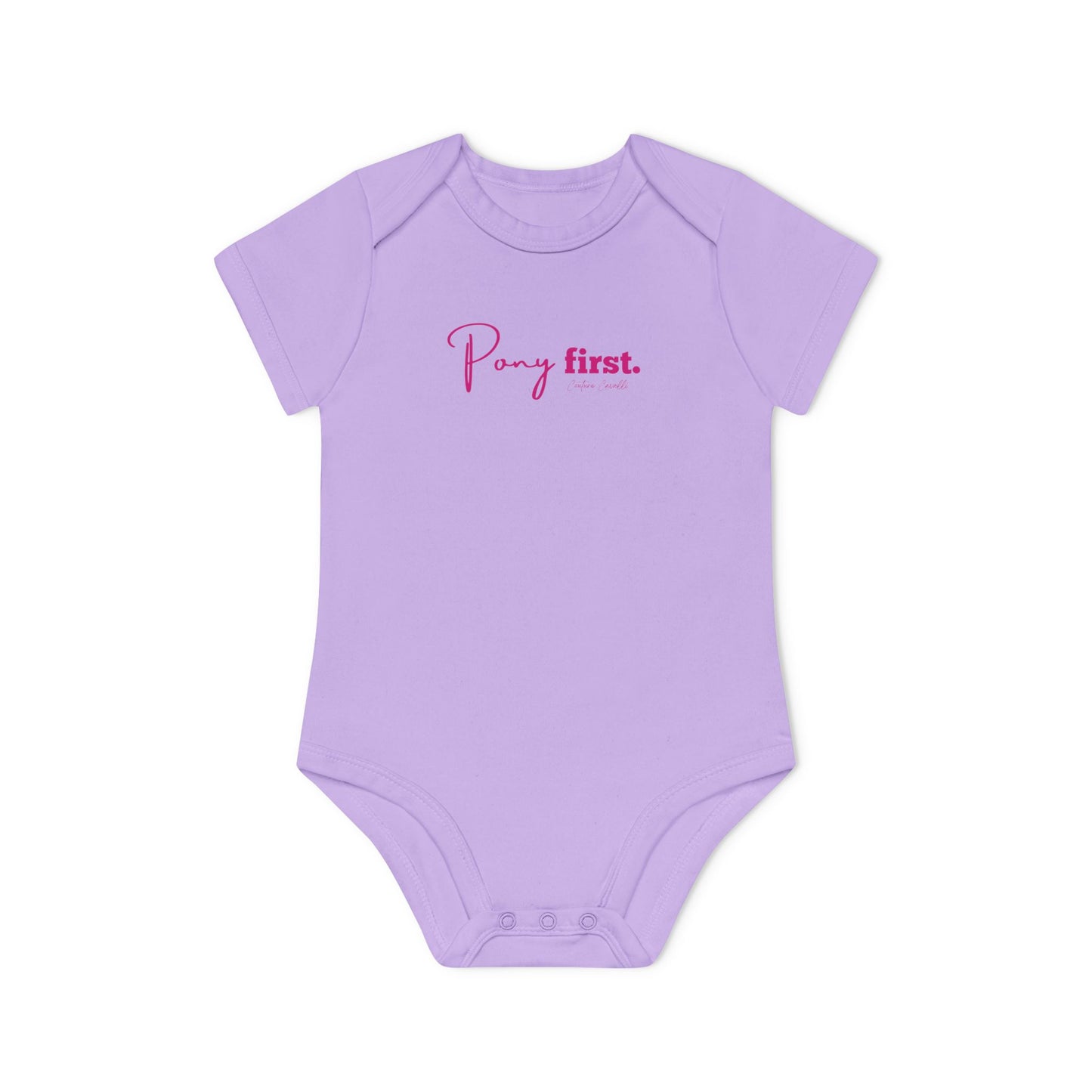 Pony First Baby Body – Pferdeliebe Body | Stall Baby Outfit | Reitsport Geschenkidee