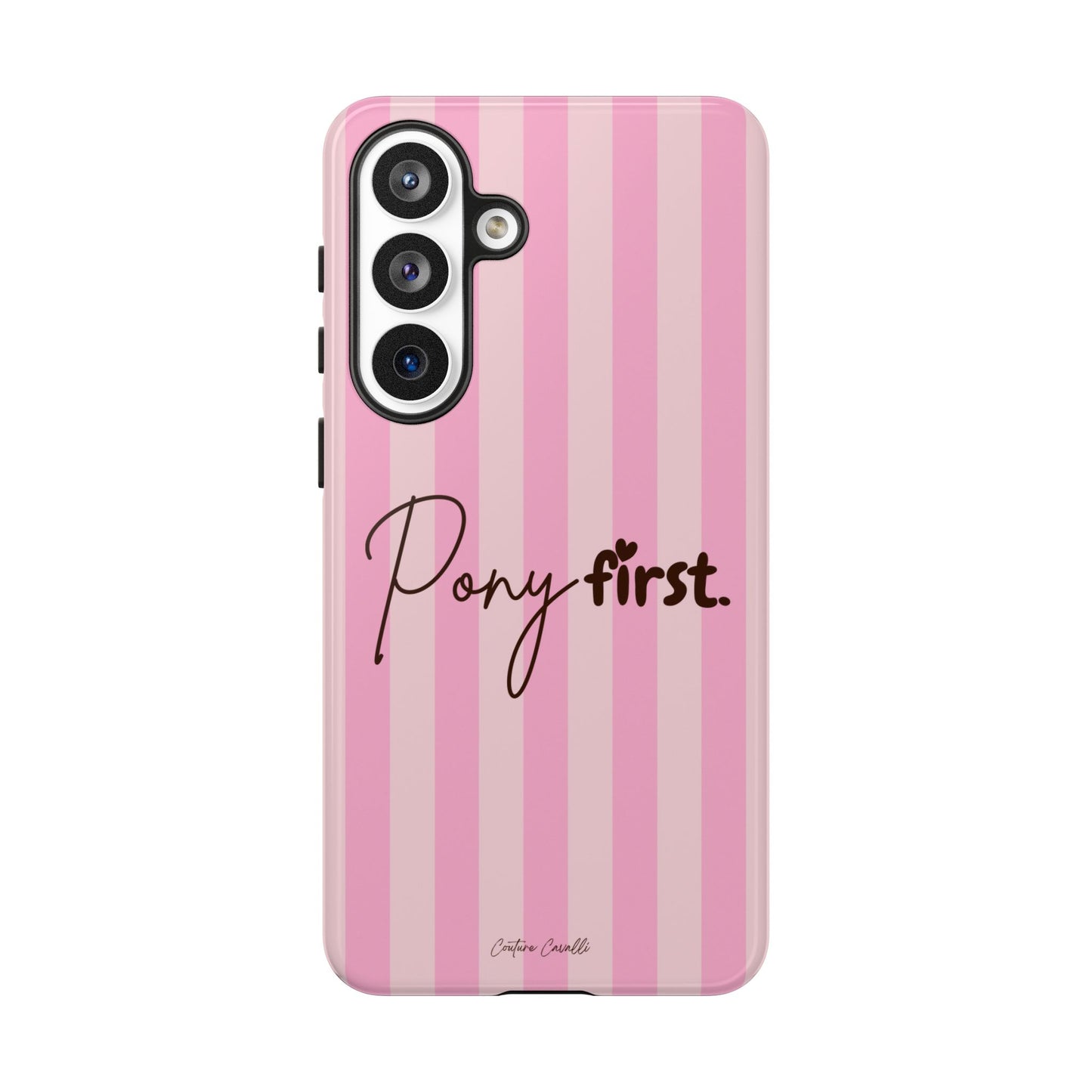 Pony First Phone Case — Pink Striped Tough Case for Horse Lovers