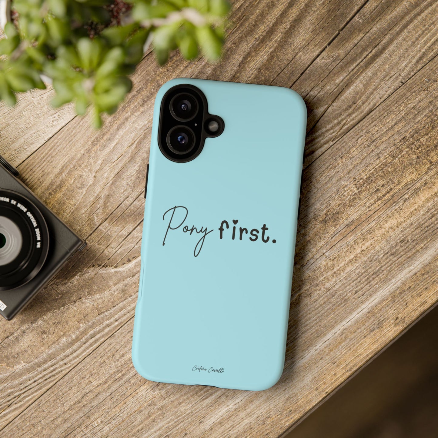 Pony First Phone Case - Protective Tough iPhone Cover with Minimalist Equestrian Script