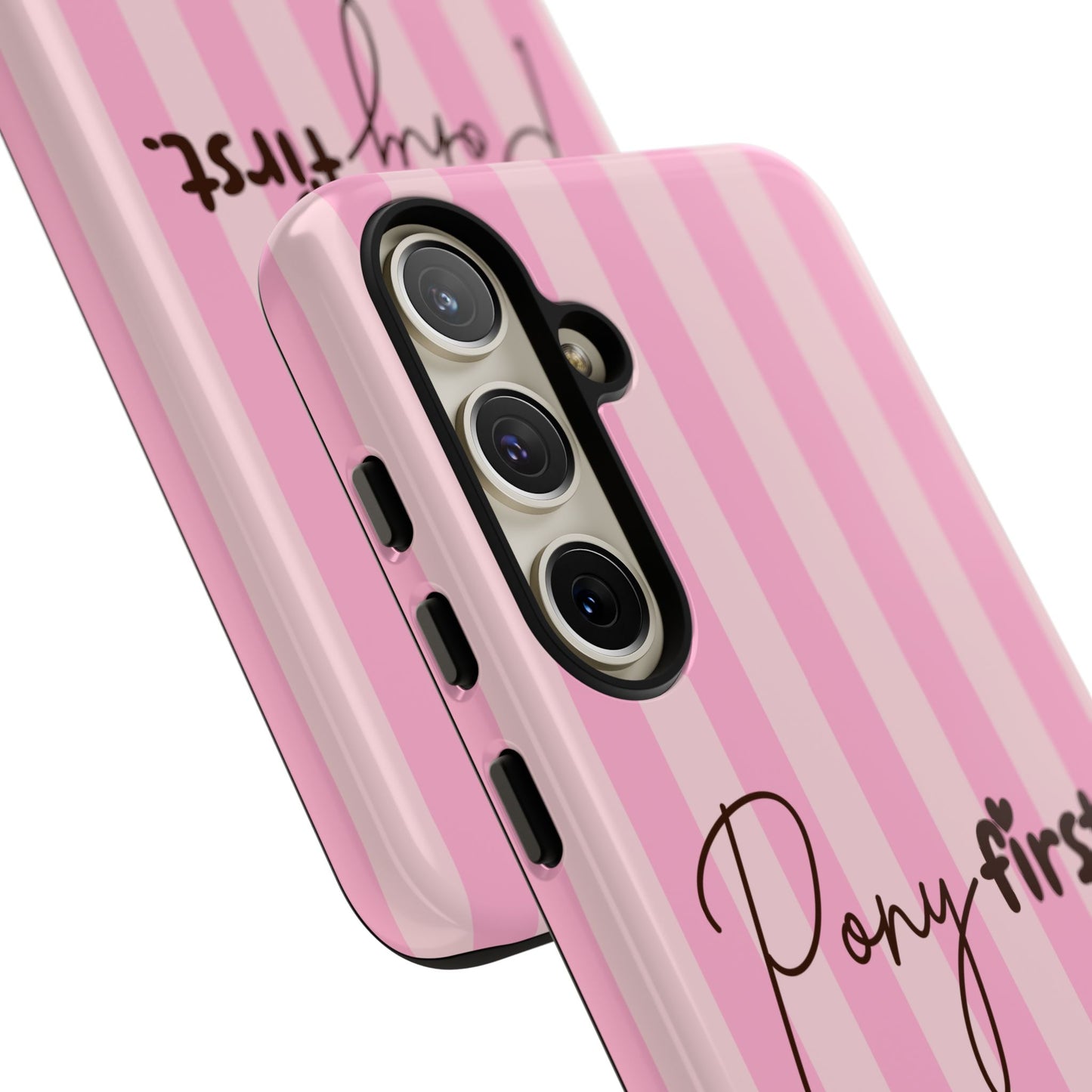 Pony First Phone Case — Pink Striped Tough Case for Horse Lovers
