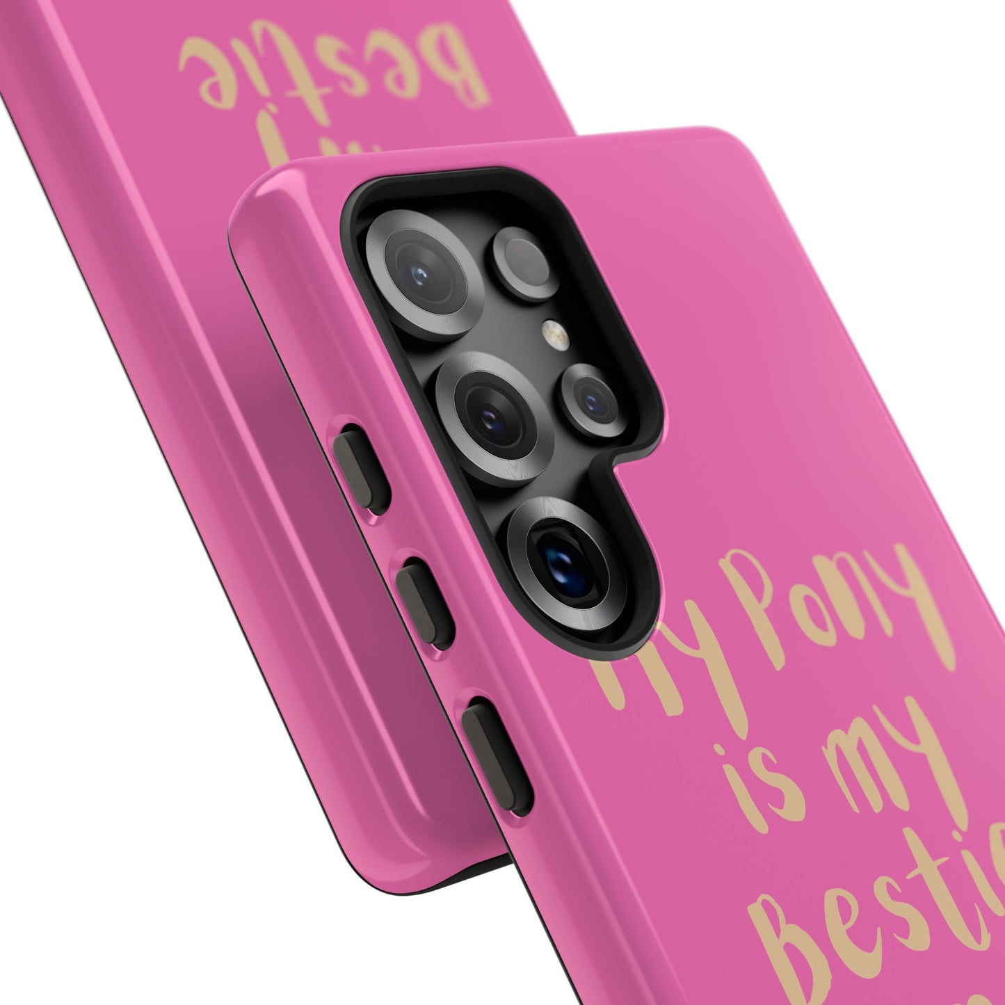 Pink 'My Pony Is My Bestie' Tough Phone Case I Handyhülle I Personalisiert mit Ponynamen
