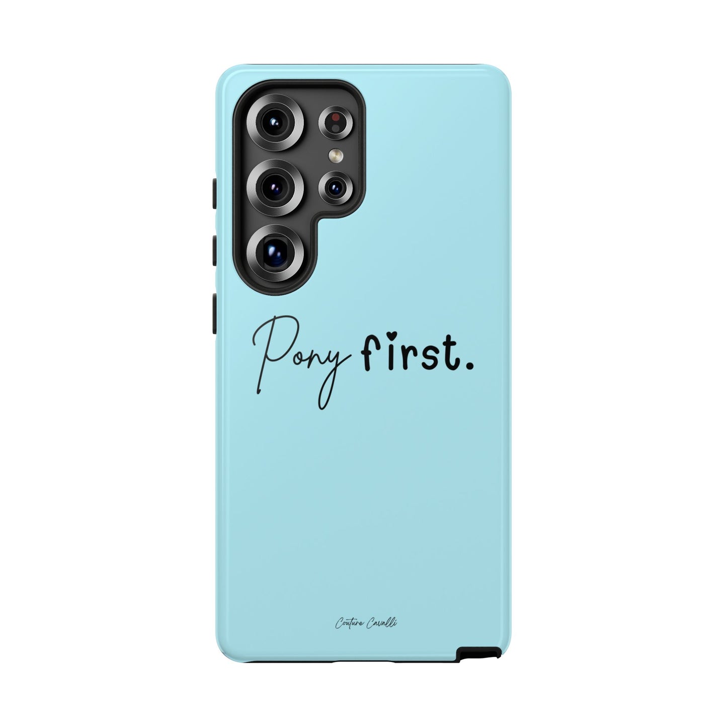 Pony First Phone Case - Protective Tough iPhone Cover with Minimalist Equestrian Script