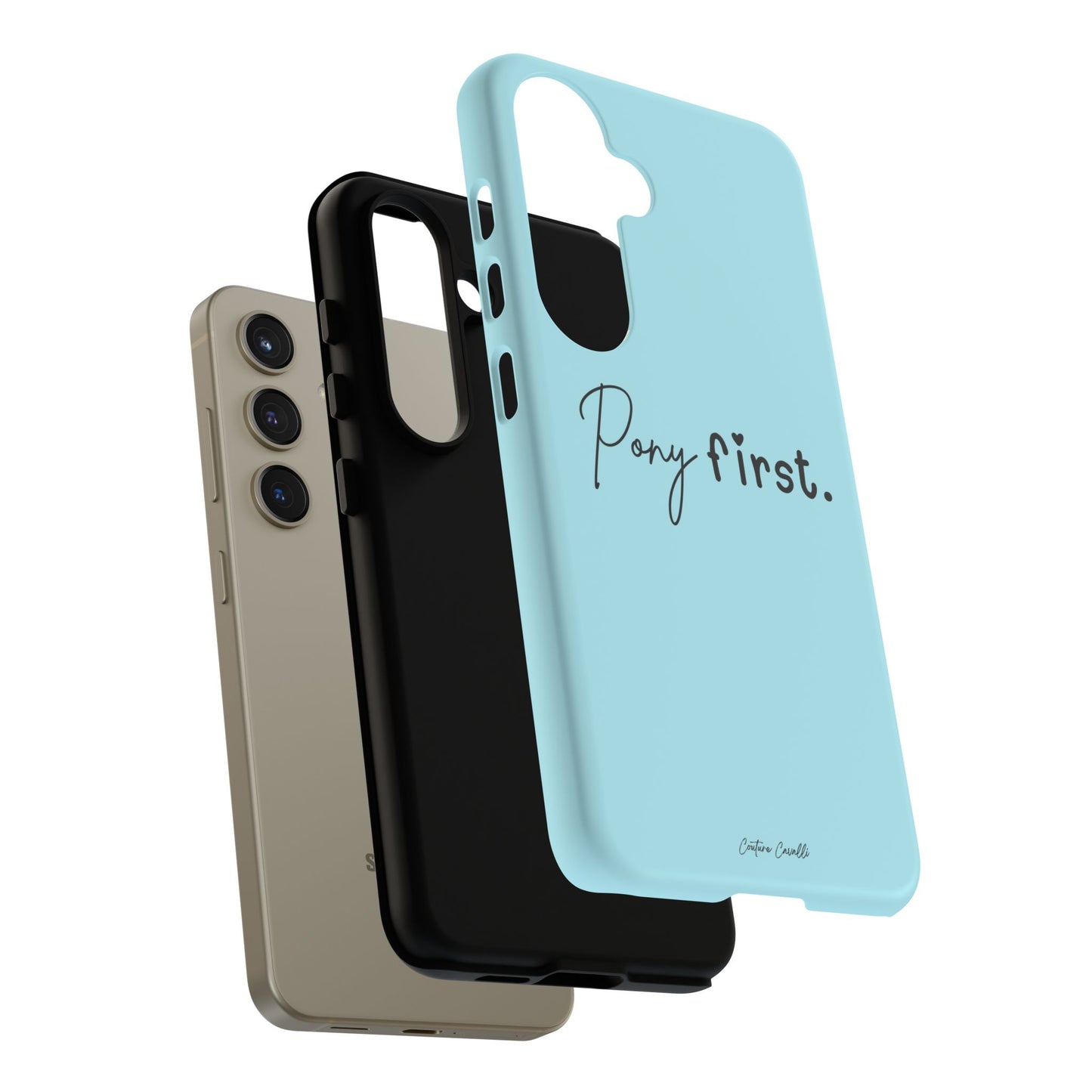 Pony First Phone Case - Protective Tough iPhone Cover with Minimalist Equestrian Script