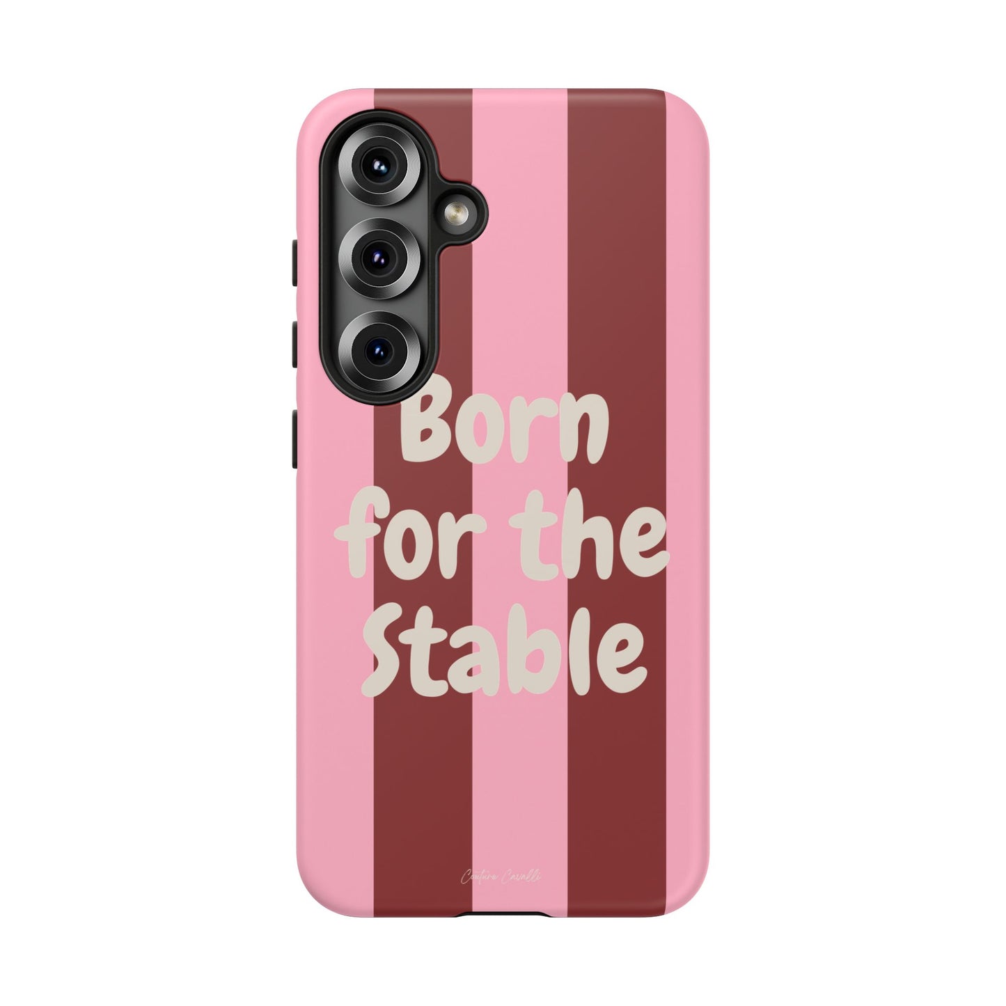 Phone Case — "Born for the Stable" Pink Striped Protective Tough Case