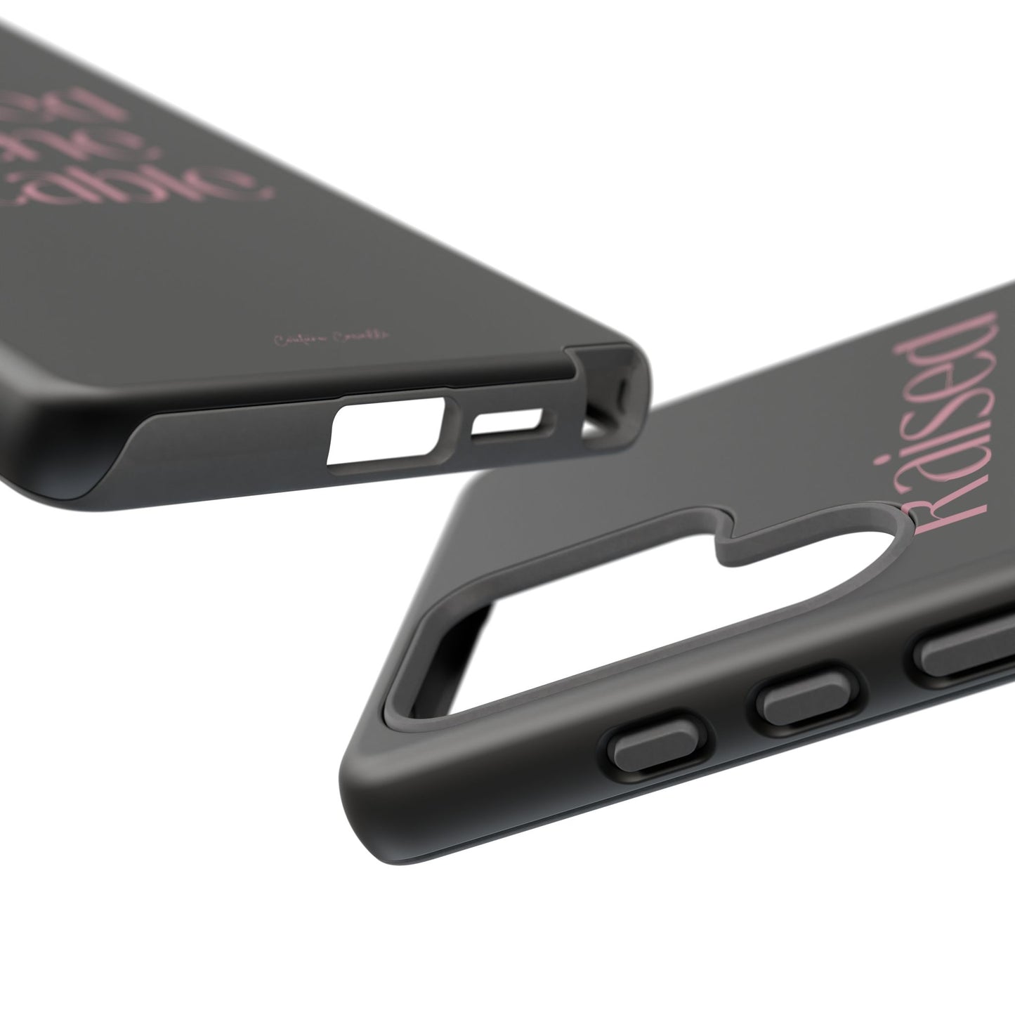 Raised in the Stable Phone Case — Black Protective Tough Case with Pink Script