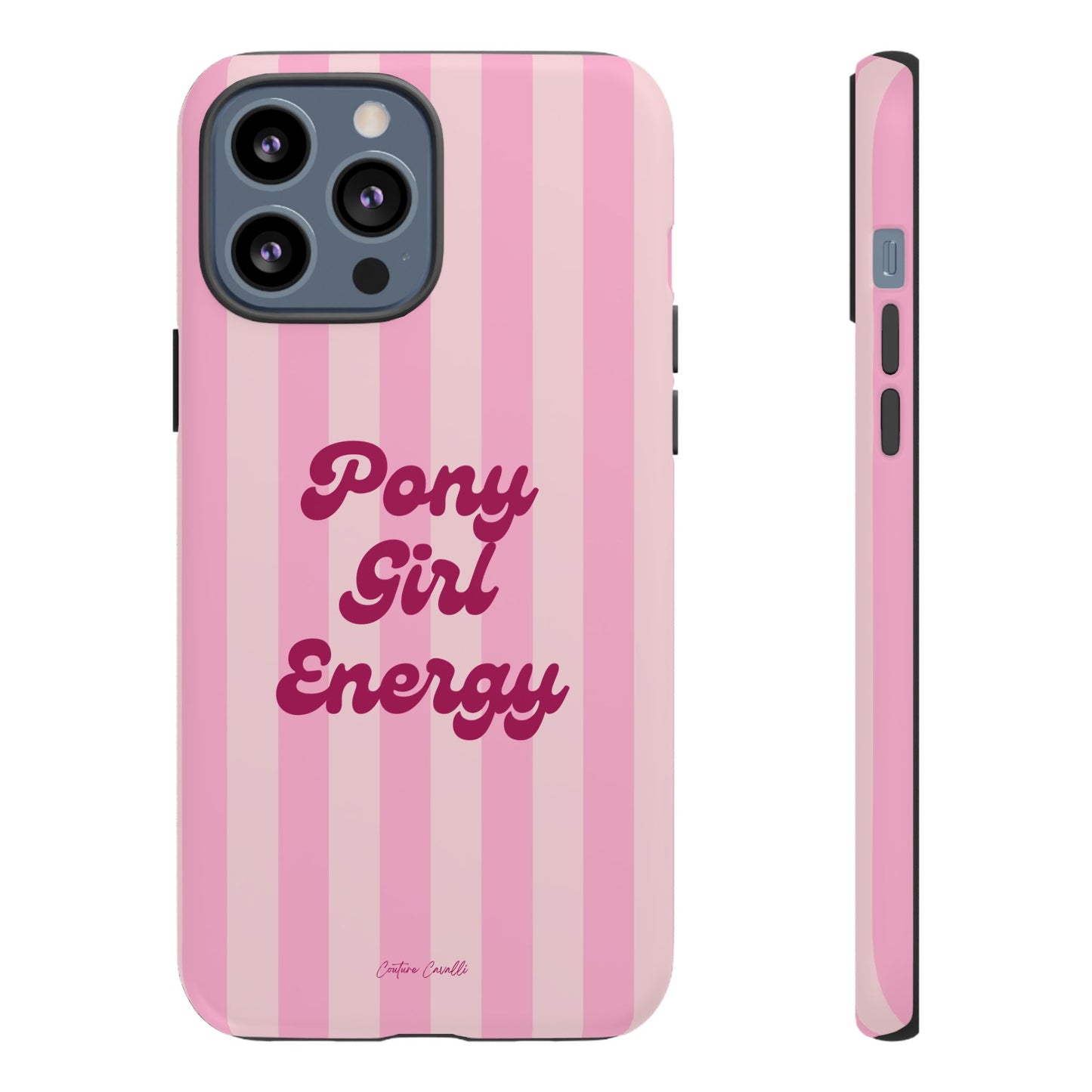 Pony Girl Energy Tough Phone Case — Pink Striped Protective Cover