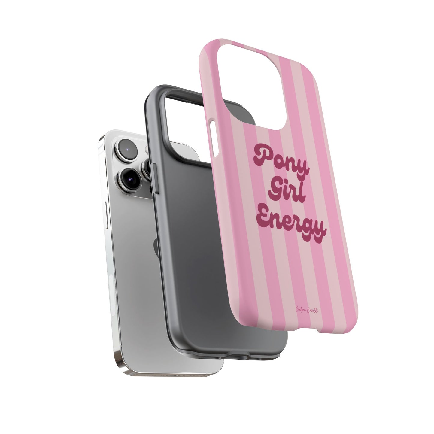 Pony Girl Energy Tough Phone Case — Pink Striped Protective Cover