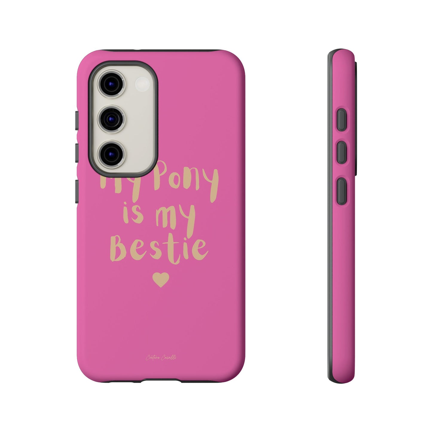 Pink 'My Pony Is My Bestie' Tough Phone Case I Handyhülle I Personalisiert mit Ponynamen