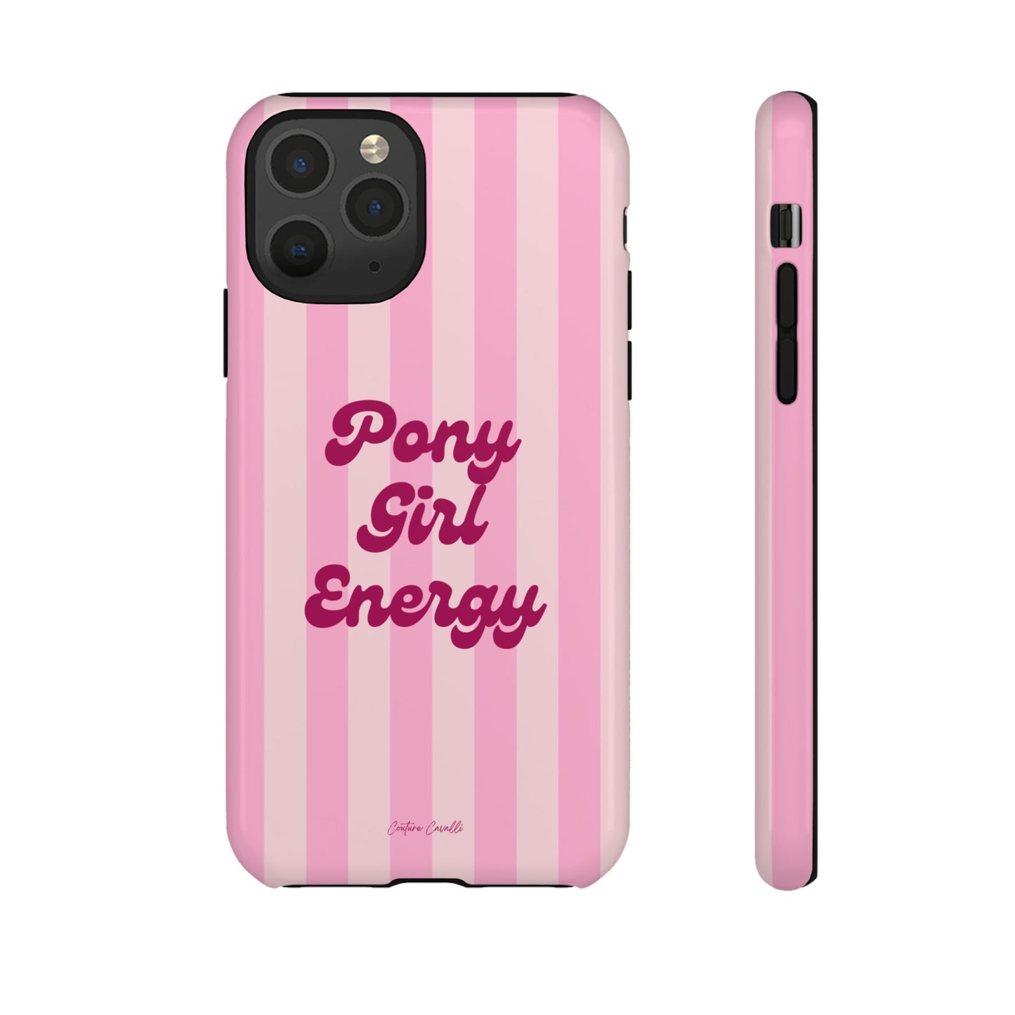 Pony Girl Energy Tough Phone Case — Pink Striped Protective Cover