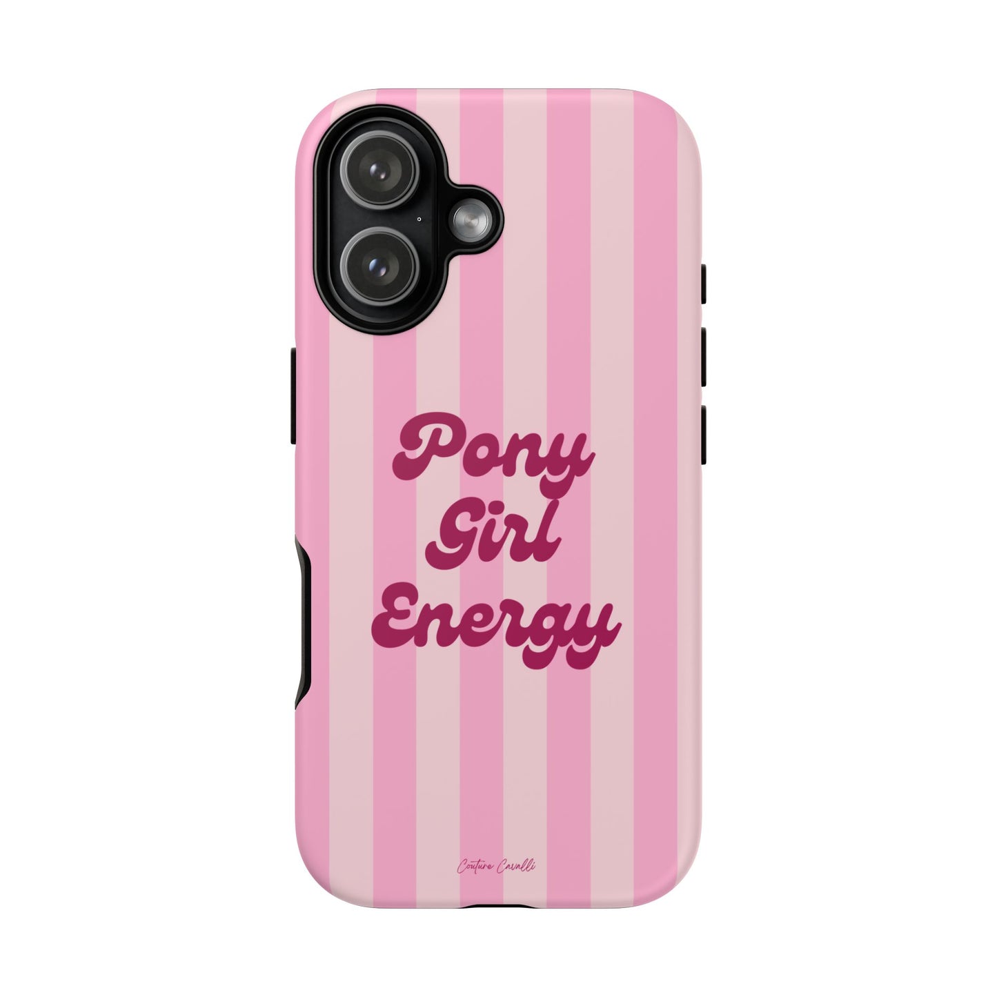 Pony Girl Energy Tough Phone Case — Pink Striped Protective Cover