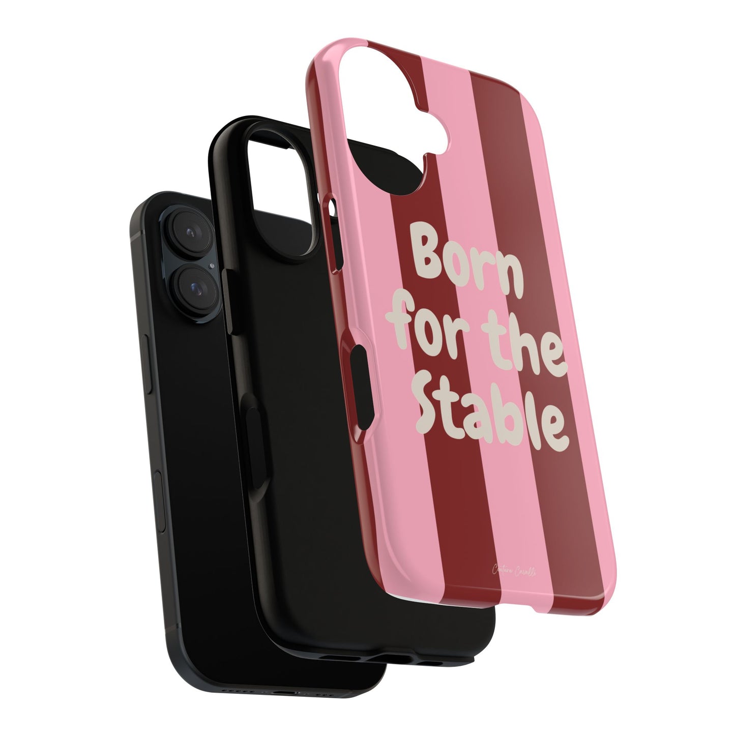 Phone Case — "Born for the Stable" Pink Striped Protective Tough Case