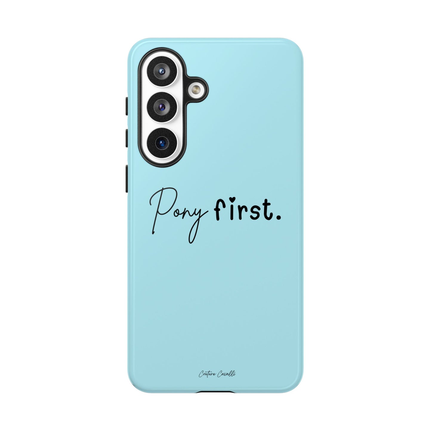 Pony First Phone Case - Protective Tough iPhone Cover with Minimalist Equestrian Script
