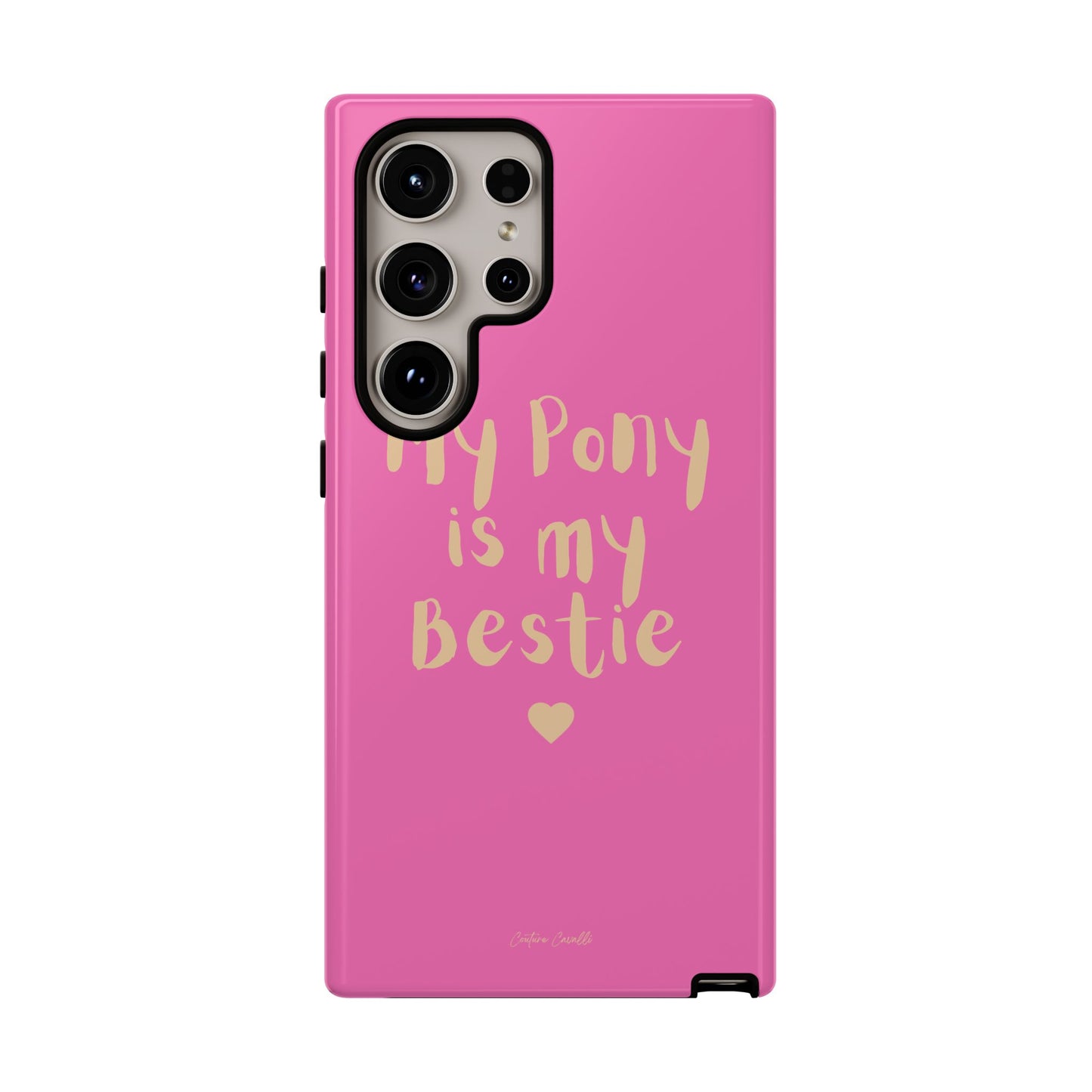 Pink 'My Pony Is My Bestie' Tough Phone Case I Handyhülle I Personalisiert mit Ponynamen