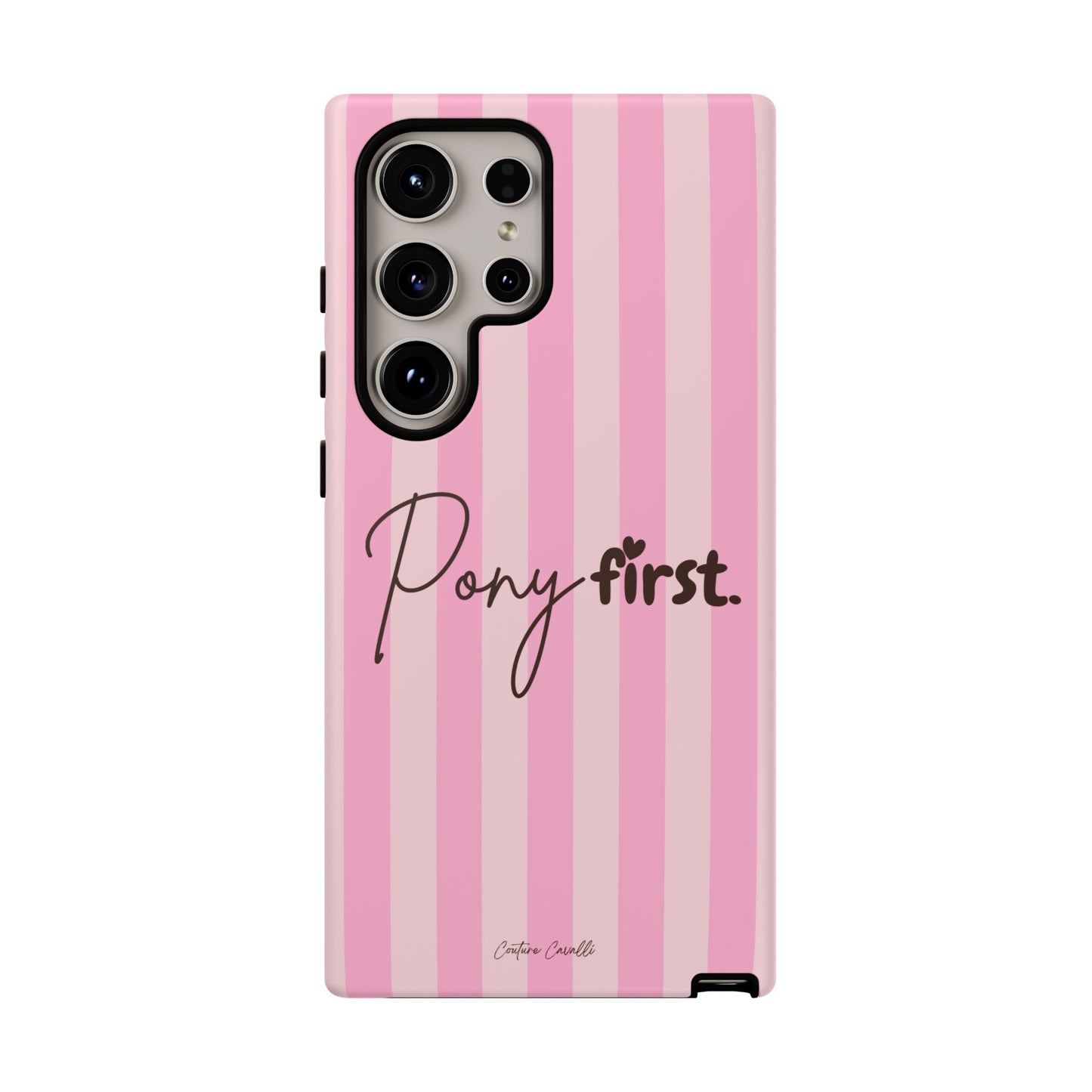 Pony First Phone Case — Pink Striped Tough Case for Horse Lovers