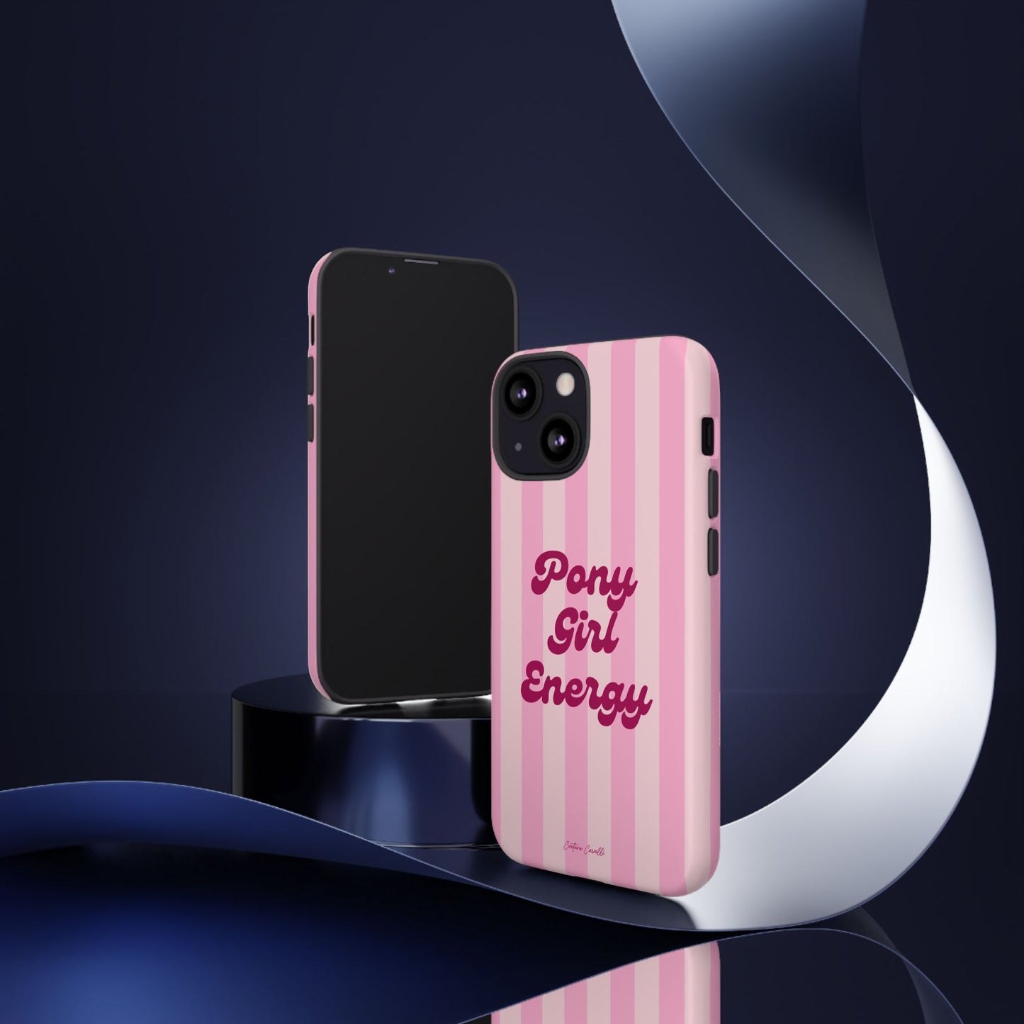 Pony Girl Energy Tough Phone Case — Pink Striped Protective Cover