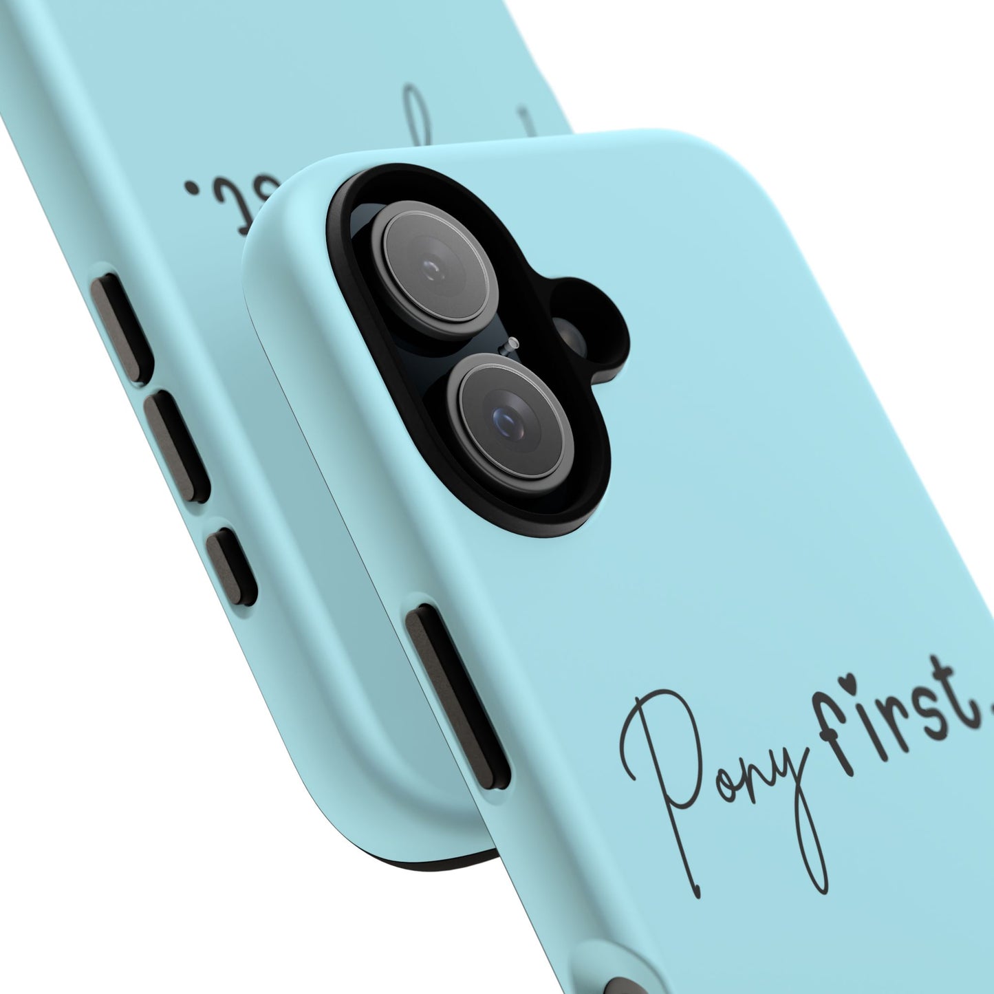 Pony First Phone Case - Protective Tough iPhone Cover with Minimalist Equestrian Script