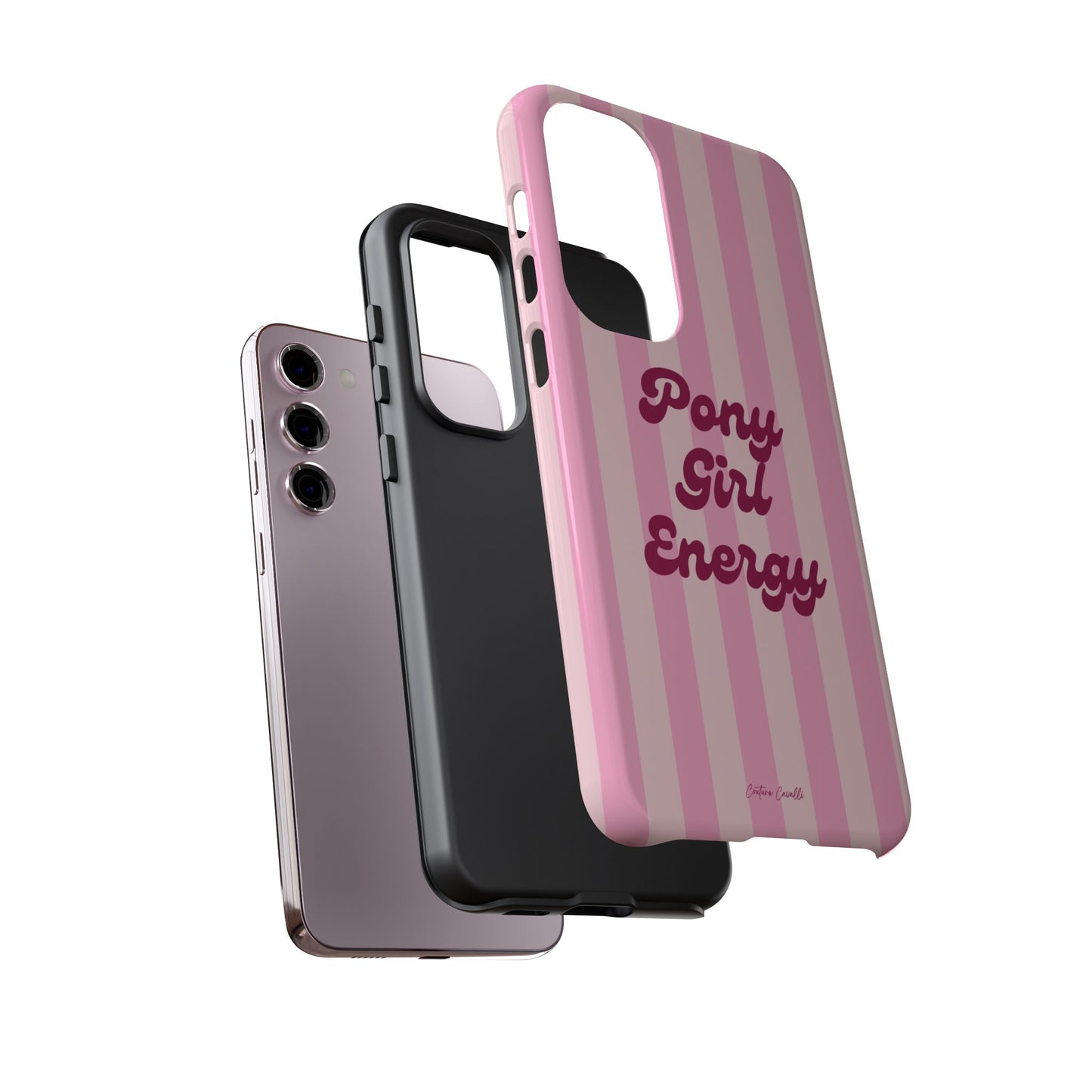 Pony Girl Energy Tough Phone Case — Pink Striped Protective Cover