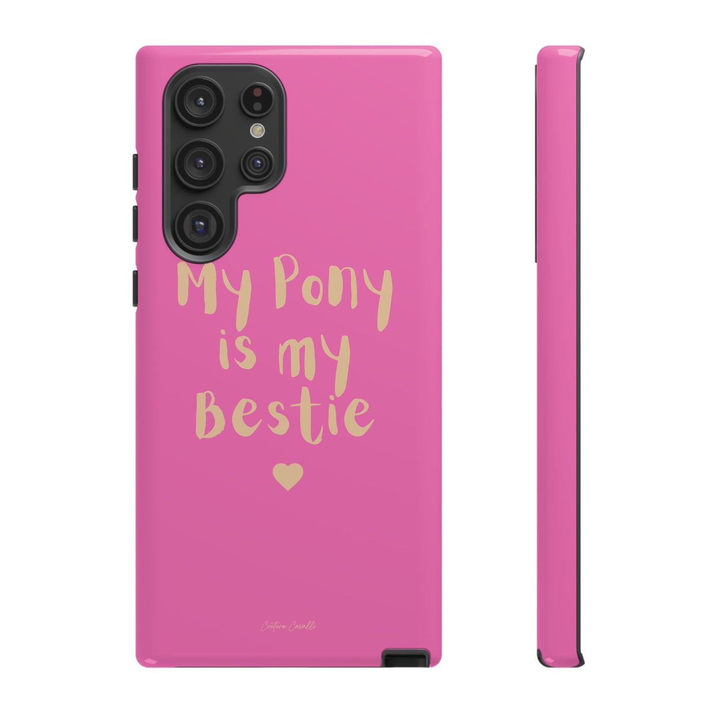 Pink 'My Pony Is My Bestie' Tough Phone Case I Handyhülle I Personalisiert mit Ponynamen