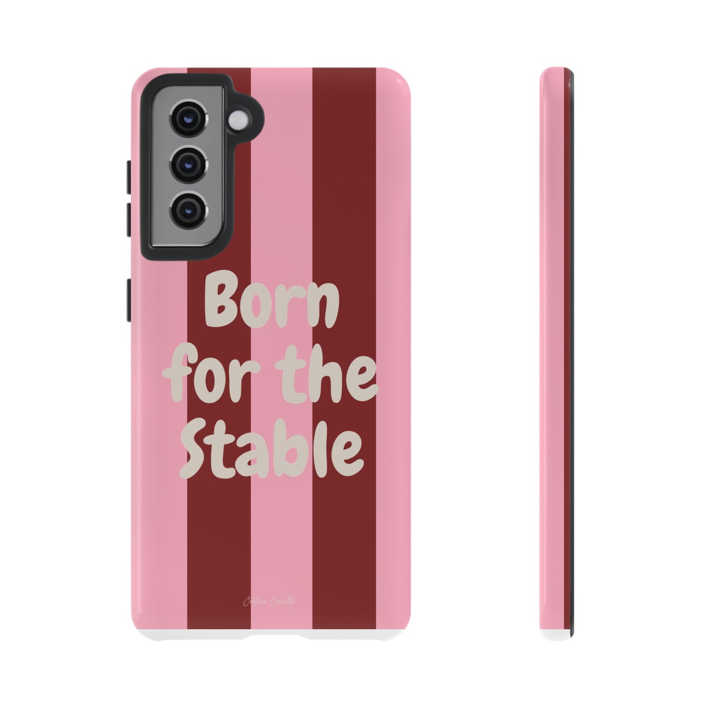 Phone Case — "Born for the Stable" Pink Striped Protective Tough Case