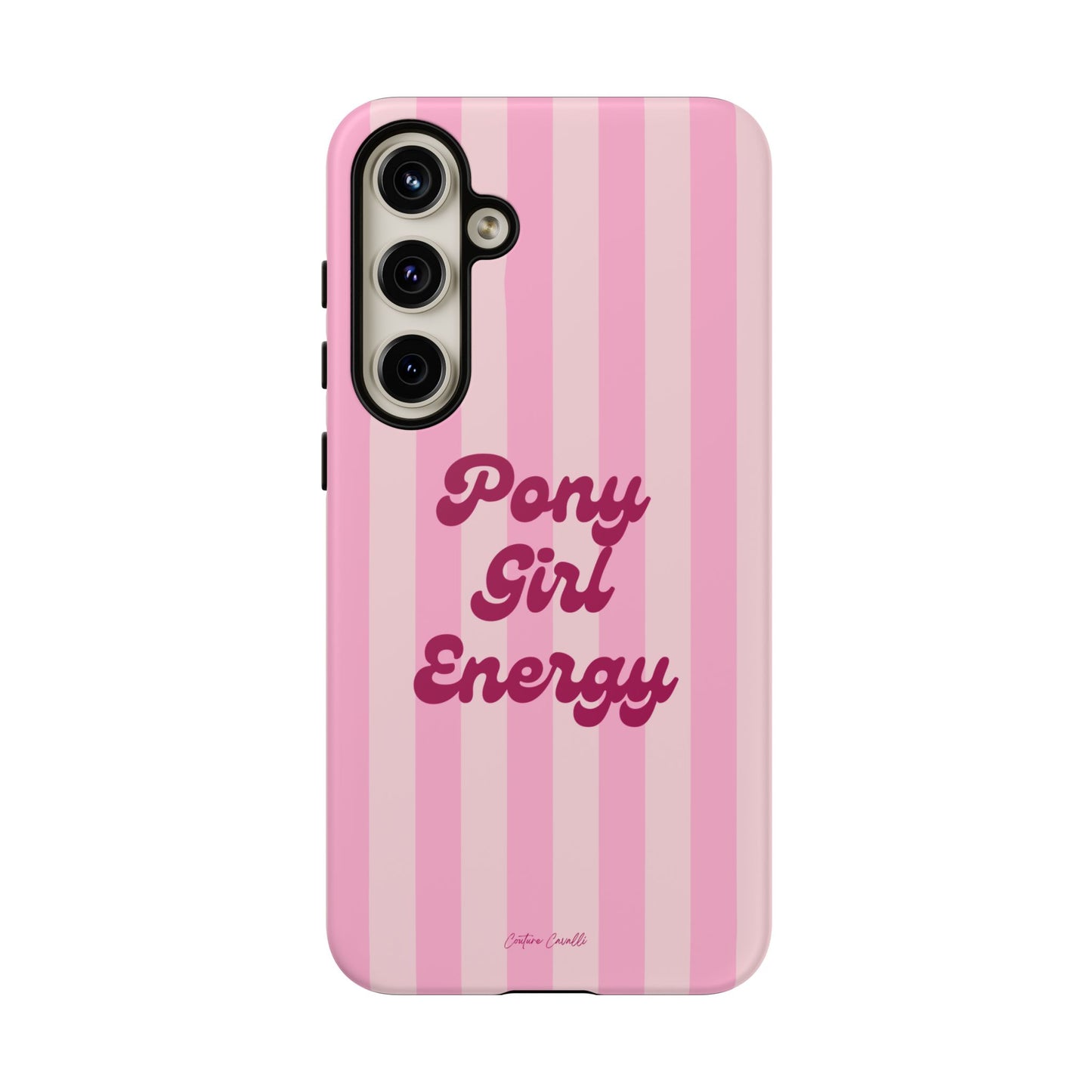 Pony Girl Energy Tough Phone Case — Pink Striped Protective Cover