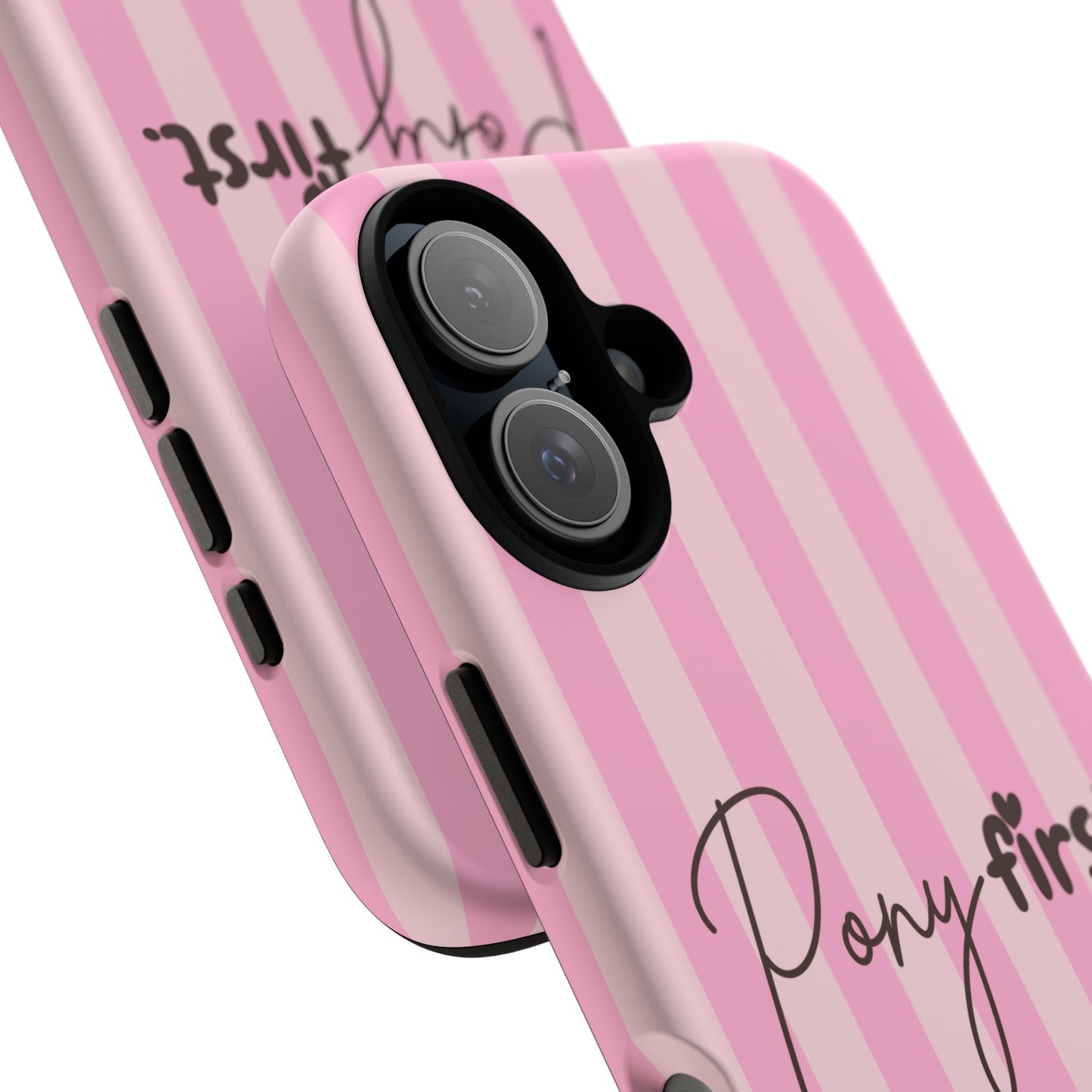 Pony First Phone Case — Pink Striped Tough Case for Horse Lovers