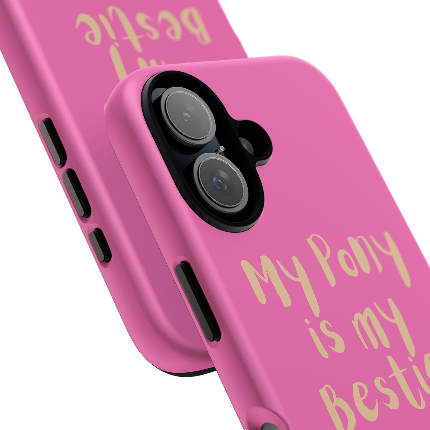 Pink 'My Pony Is My Bestie' Tough Phone Case I Handyhülle I Personalisiert mit Ponynamen