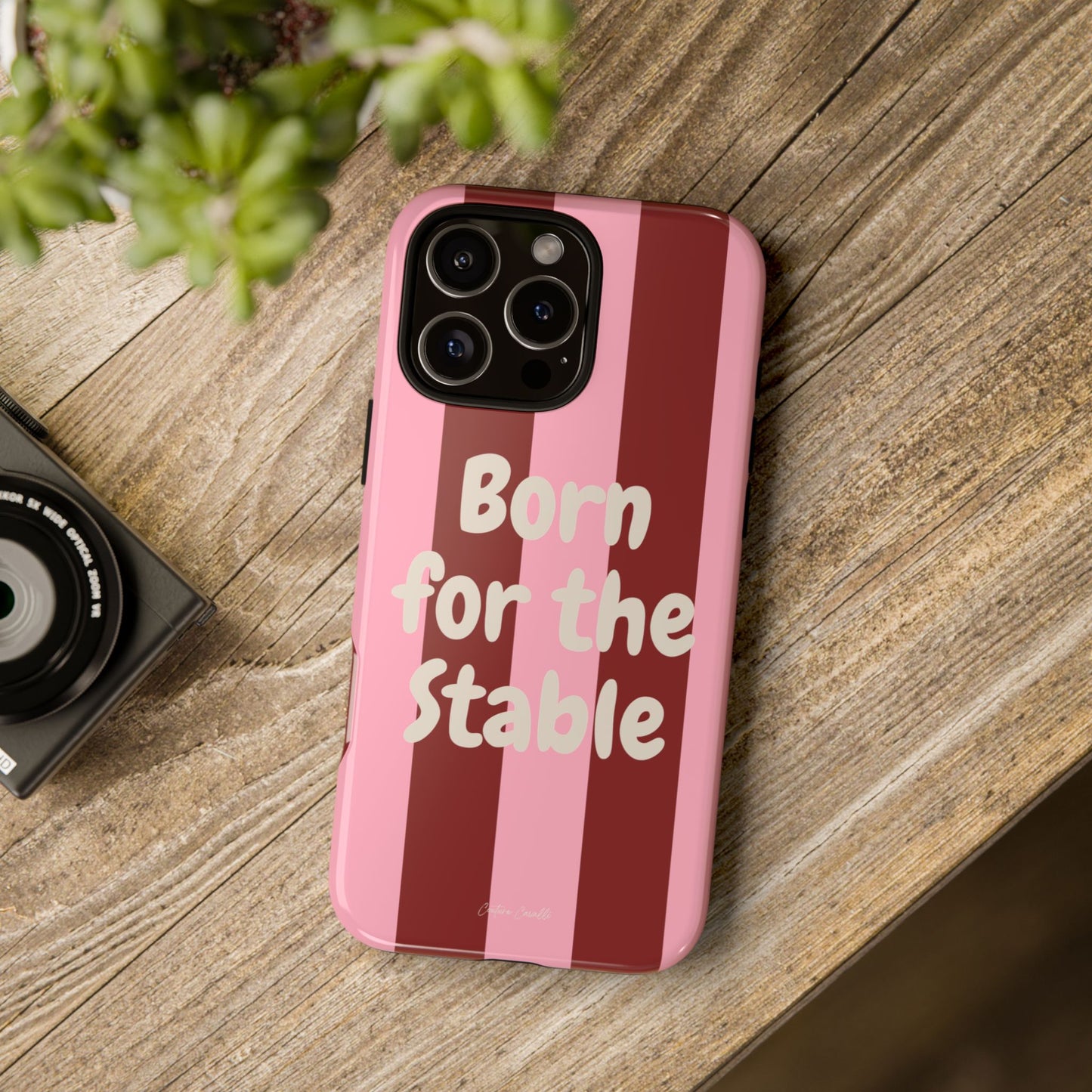 Phone Case — "Born for the Stable" Pink Striped Protective Tough Case