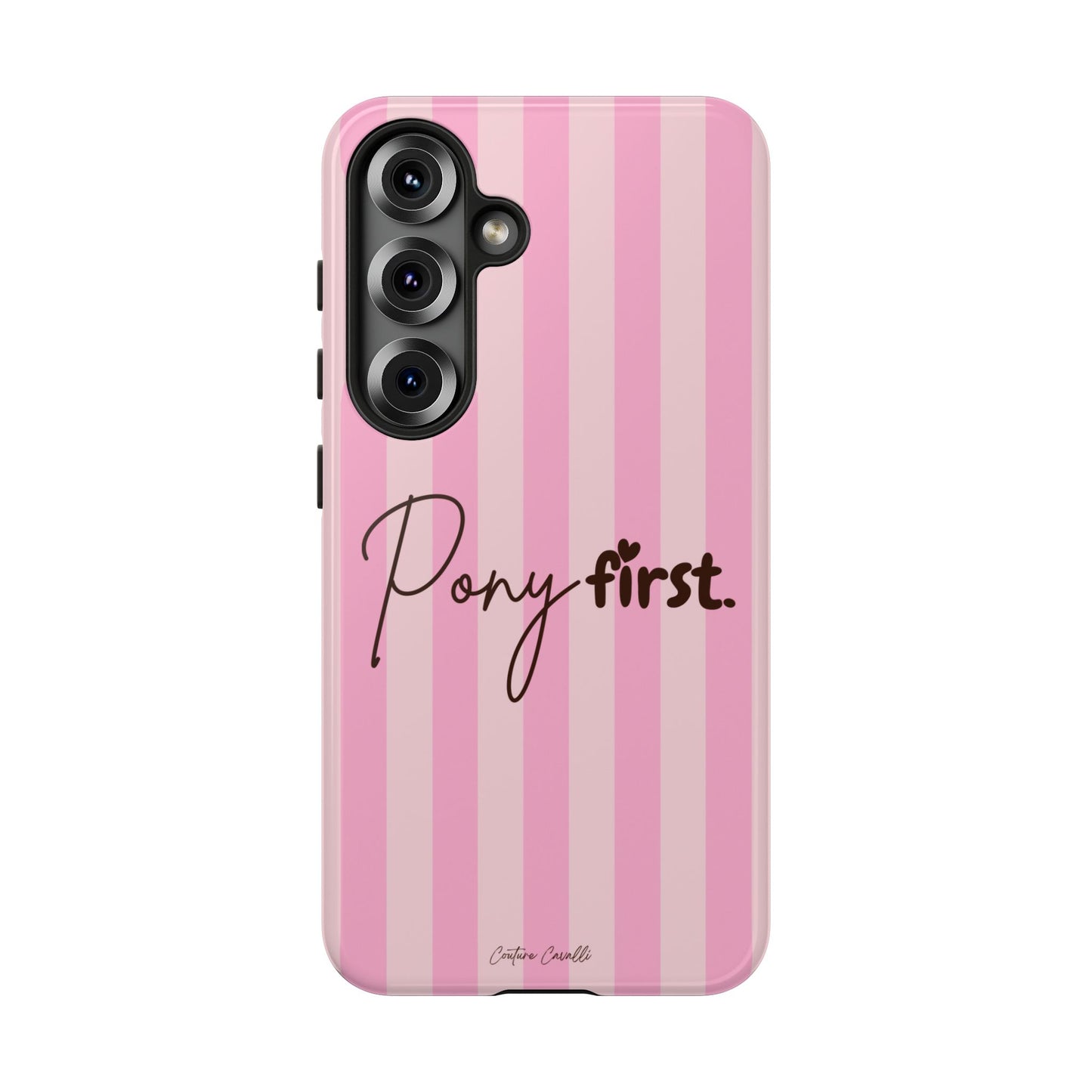 Pony First Phone Case — Pink Striped Tough Case for Horse Lovers