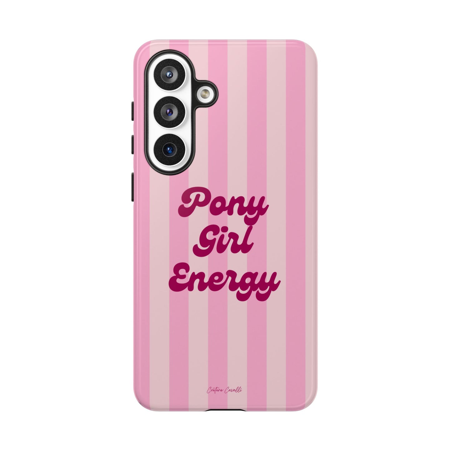 Pony Girl Energy Tough Phone Case — Pink Striped Protective Cover