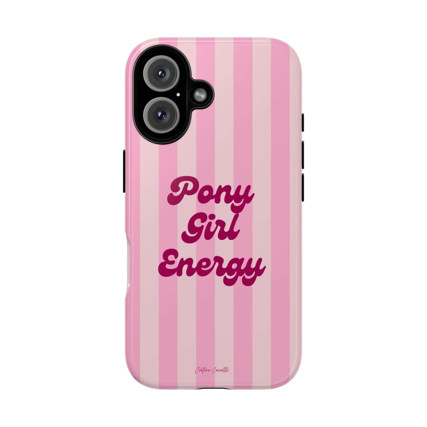 Pony Girl Energy Tough Phone Case — Pink Striped Protective Cover