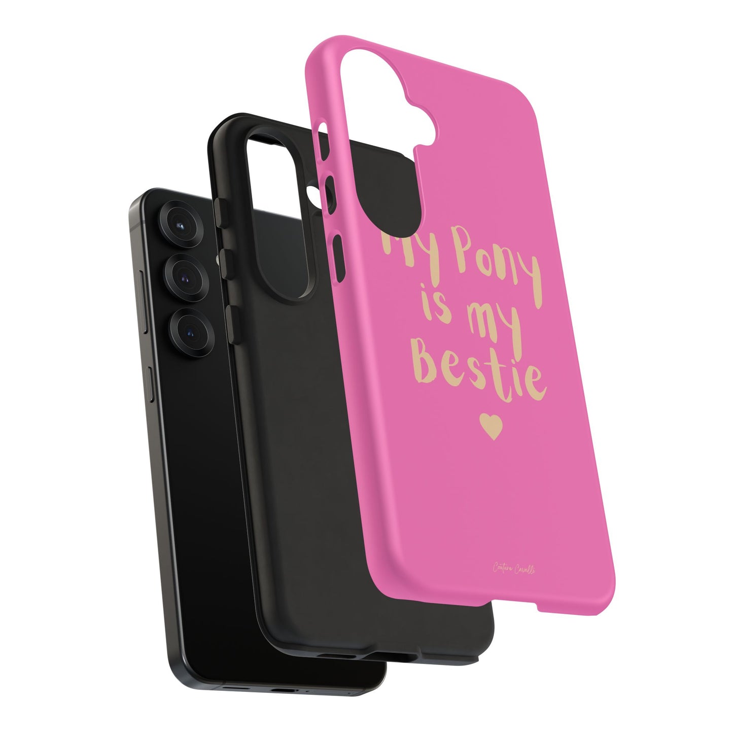 Pink 'My Pony Is My Bestie' Tough Phone Case I Handyhülle I Personalisiert mit Ponynamen