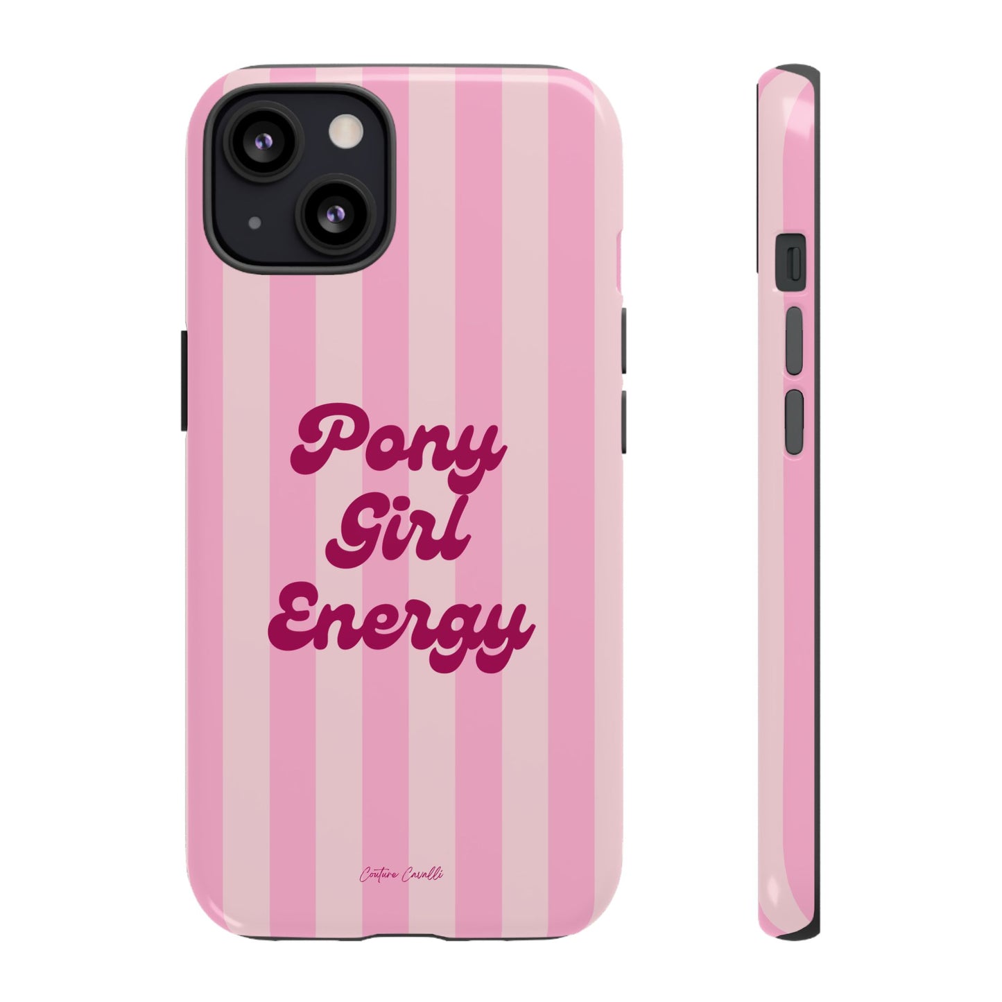 Pony Girl Energy Tough Phone Case — Pink Striped Protective Cover