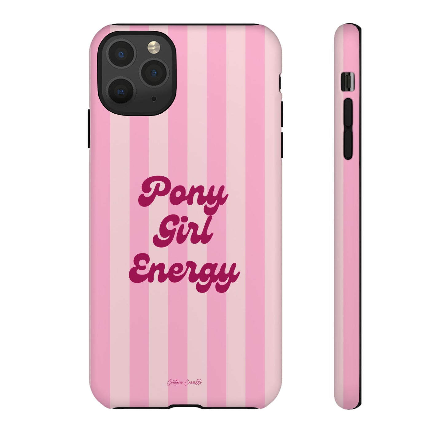 Pony Girl Energy Tough Phone Case — Pink Striped Protective Cover